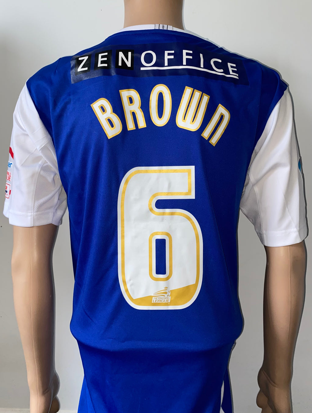 2011/12 OLDHAM ATHLETIC MATCH WORN HOME SHIRT (BROWN #6)