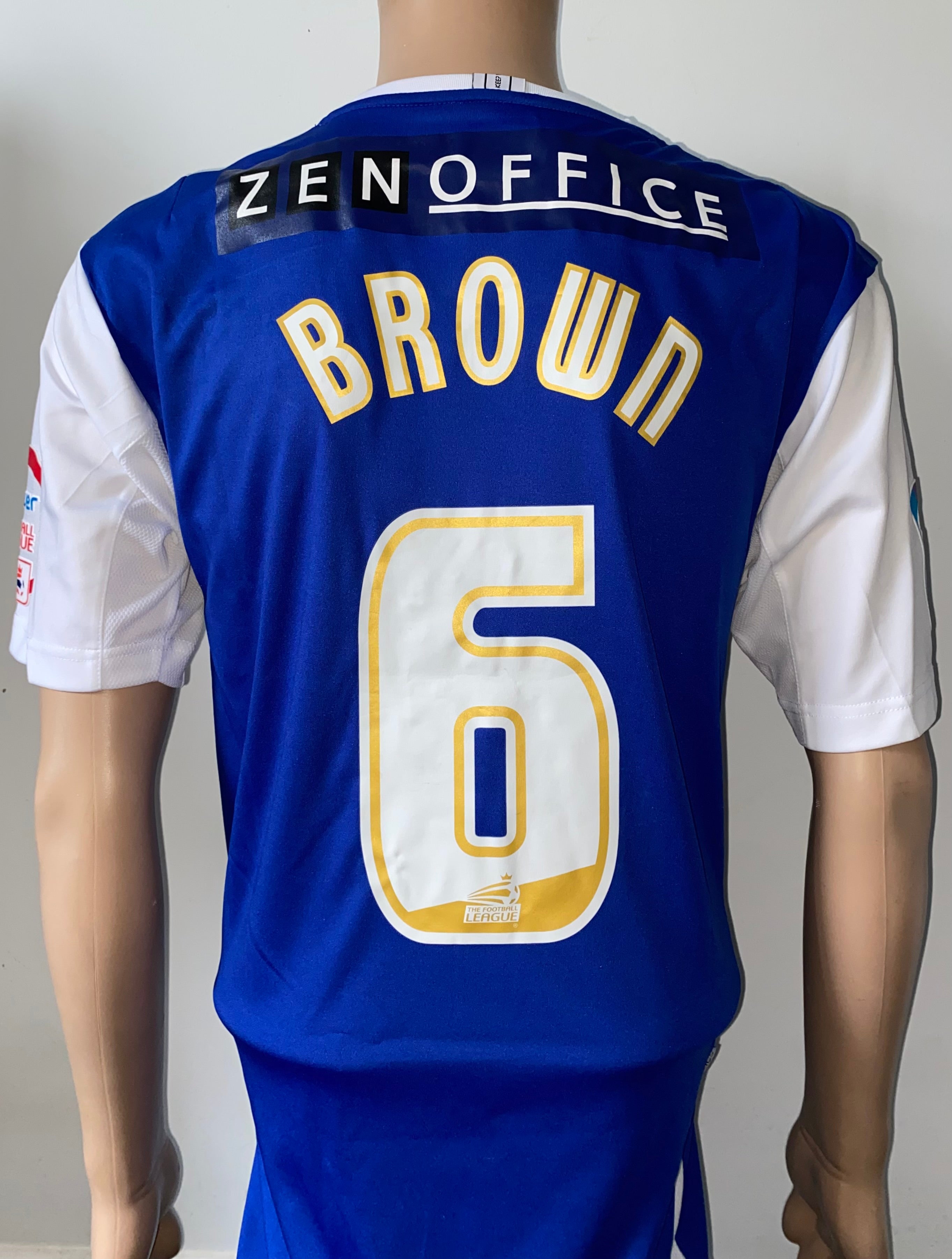2011/12 OLDHAM ATHLETIC MATCH WORN HOME SHIRT (BROWN #6)