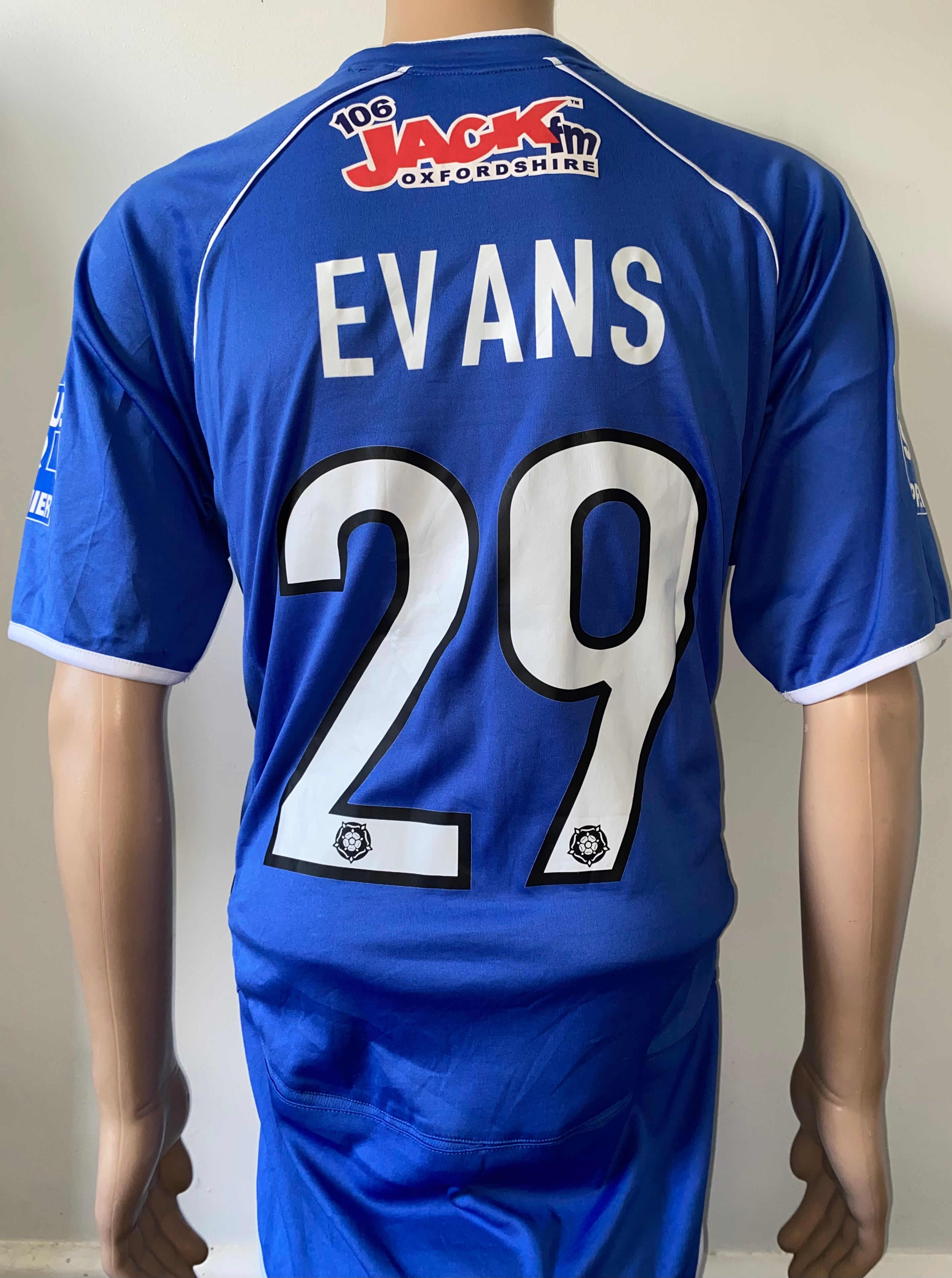 2008/09 OXFORD UNITED MATCH WORN AWAY SHIRT (EVANS #29)