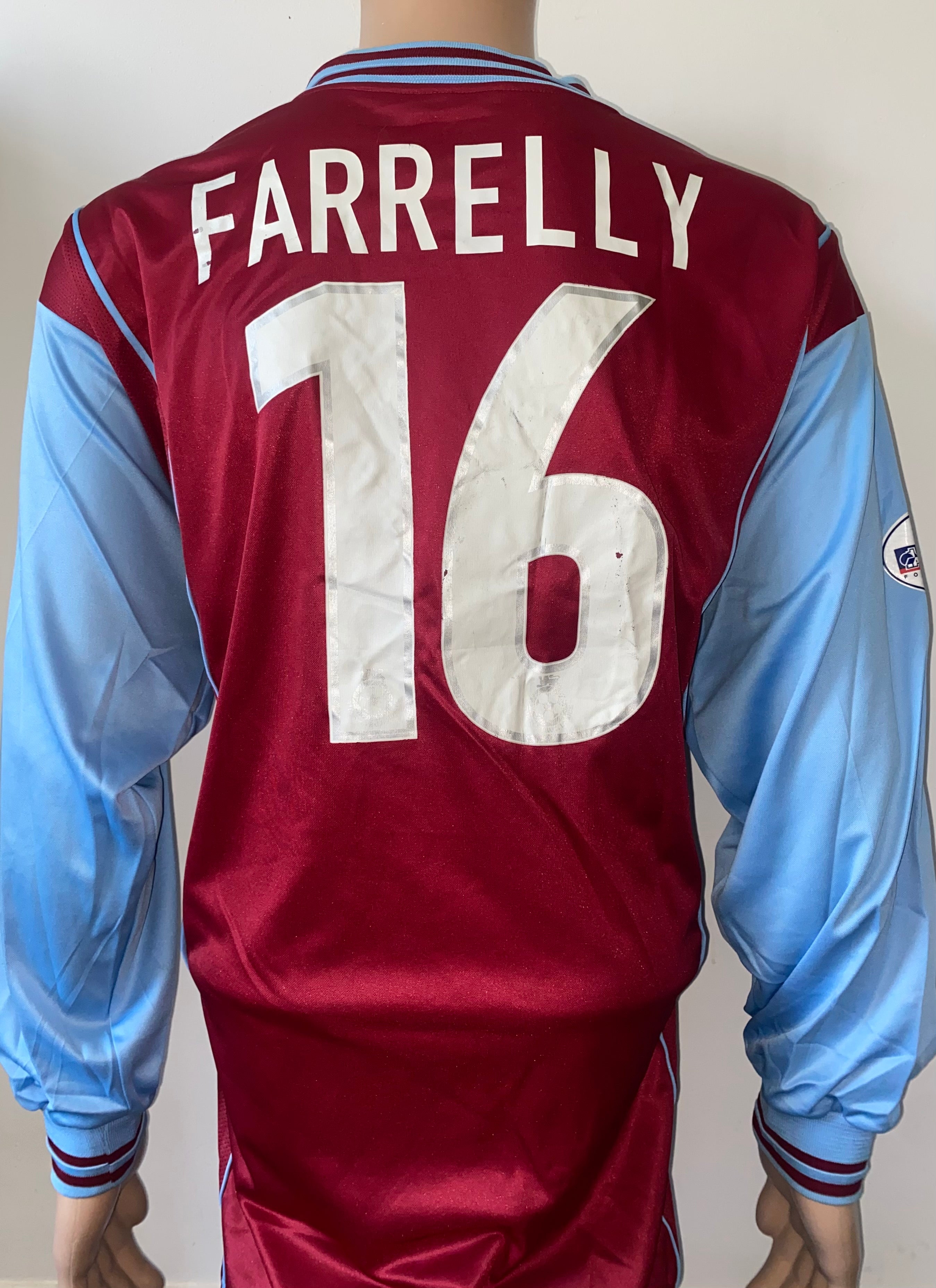 2002/03 BURNLEY MATCH WORN HOME SHIRT (FARRELLY #16)