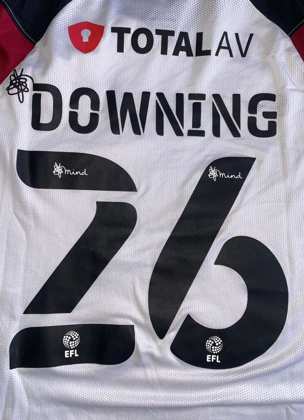 2021/22 PORTSMOUTH MATCH WORN AWAY SHIRT (DOWNING #26)