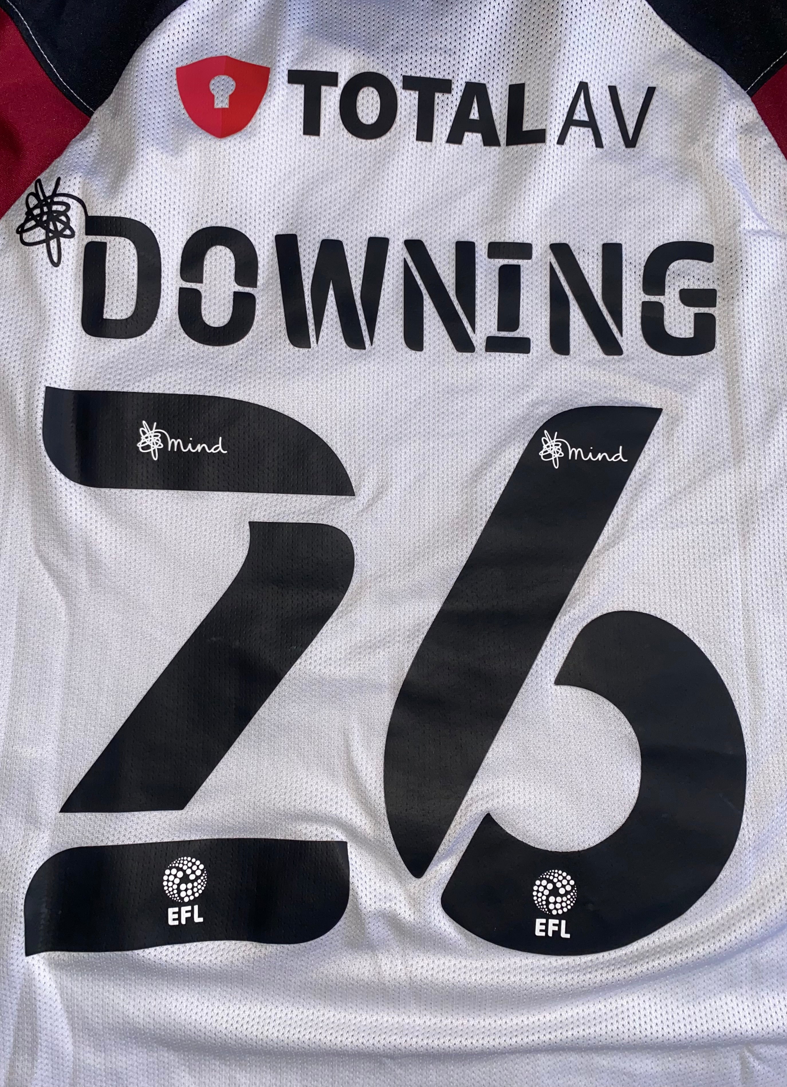 2021/22 PORTSMOUTH MATCH WORN AWAY SHIRT (DOWNING #26)
