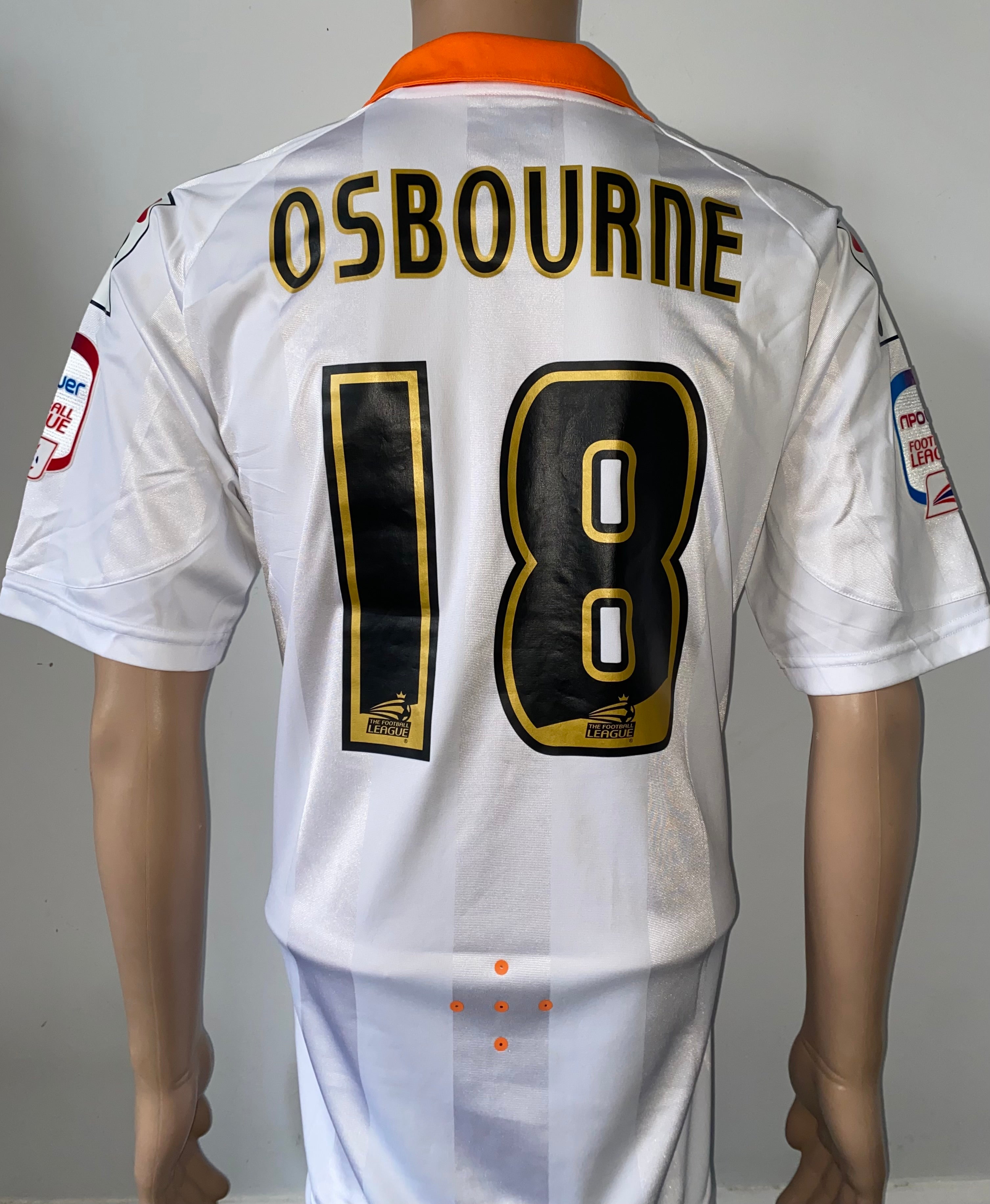 2012/13 BLACKPOOL MATCH WORN AWAY SHIRT (OSBOURNE #18 v LEICESTER CITY)