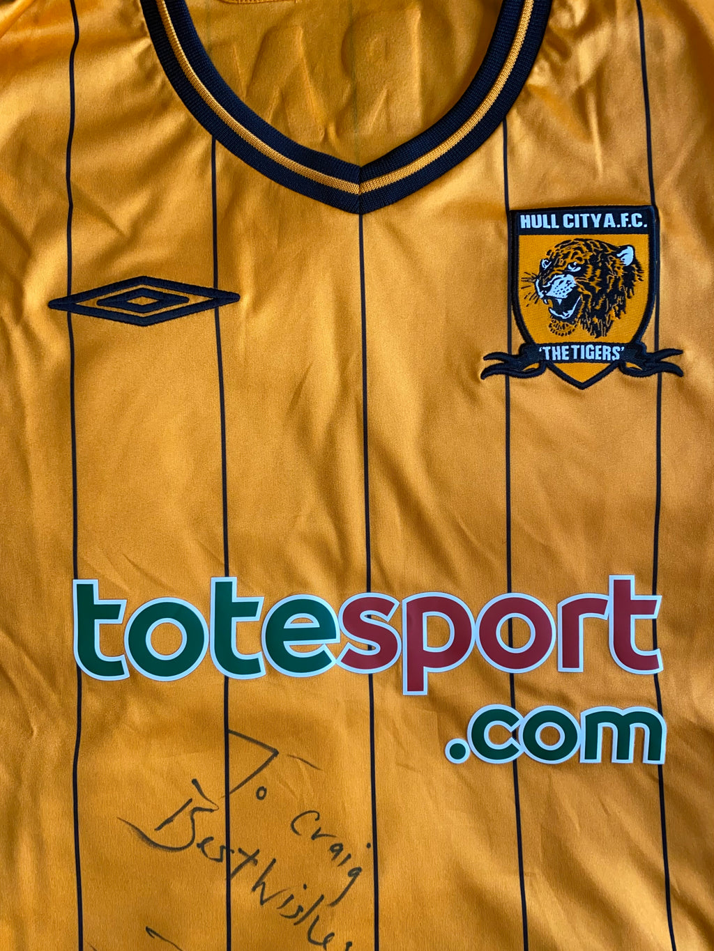 2009/10 HULL CITY MATCH WORN HOME SHIRT (MARNEY #22)