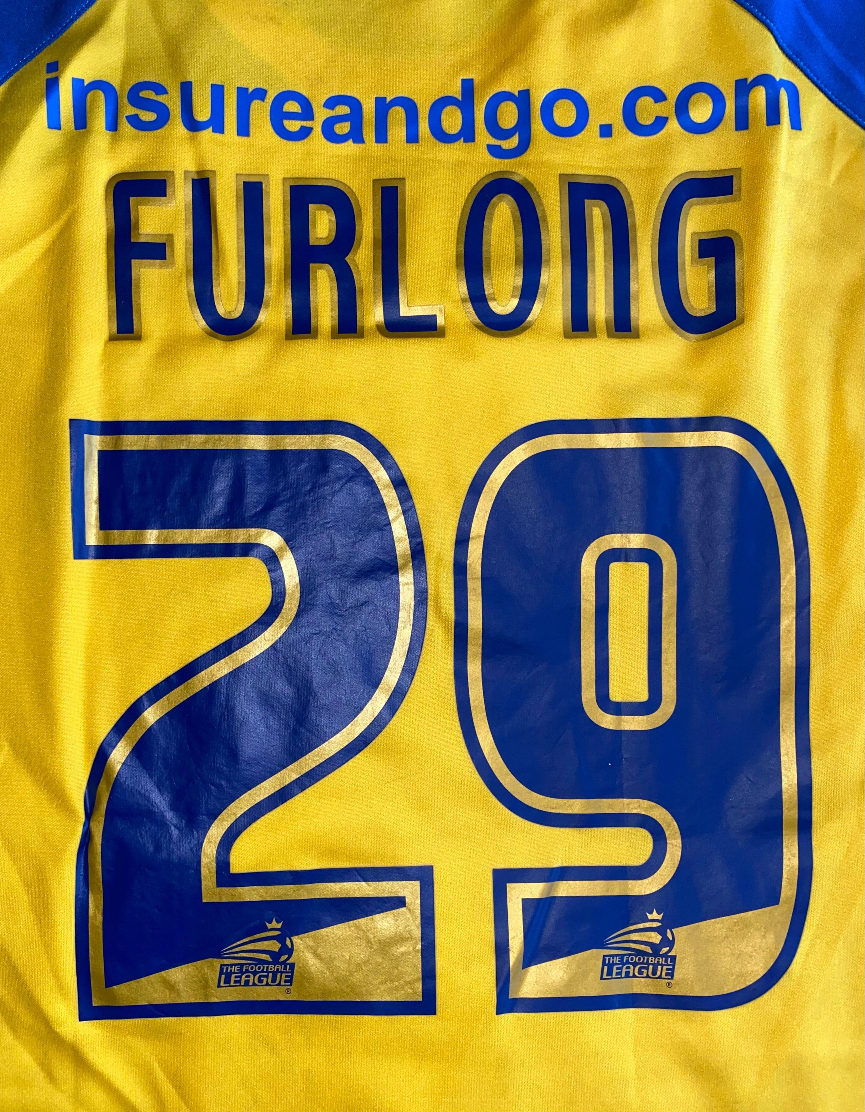2008/09 SOUTHEND UNITED MATCH WORN AWAY SHIRT (FURLONG #29)