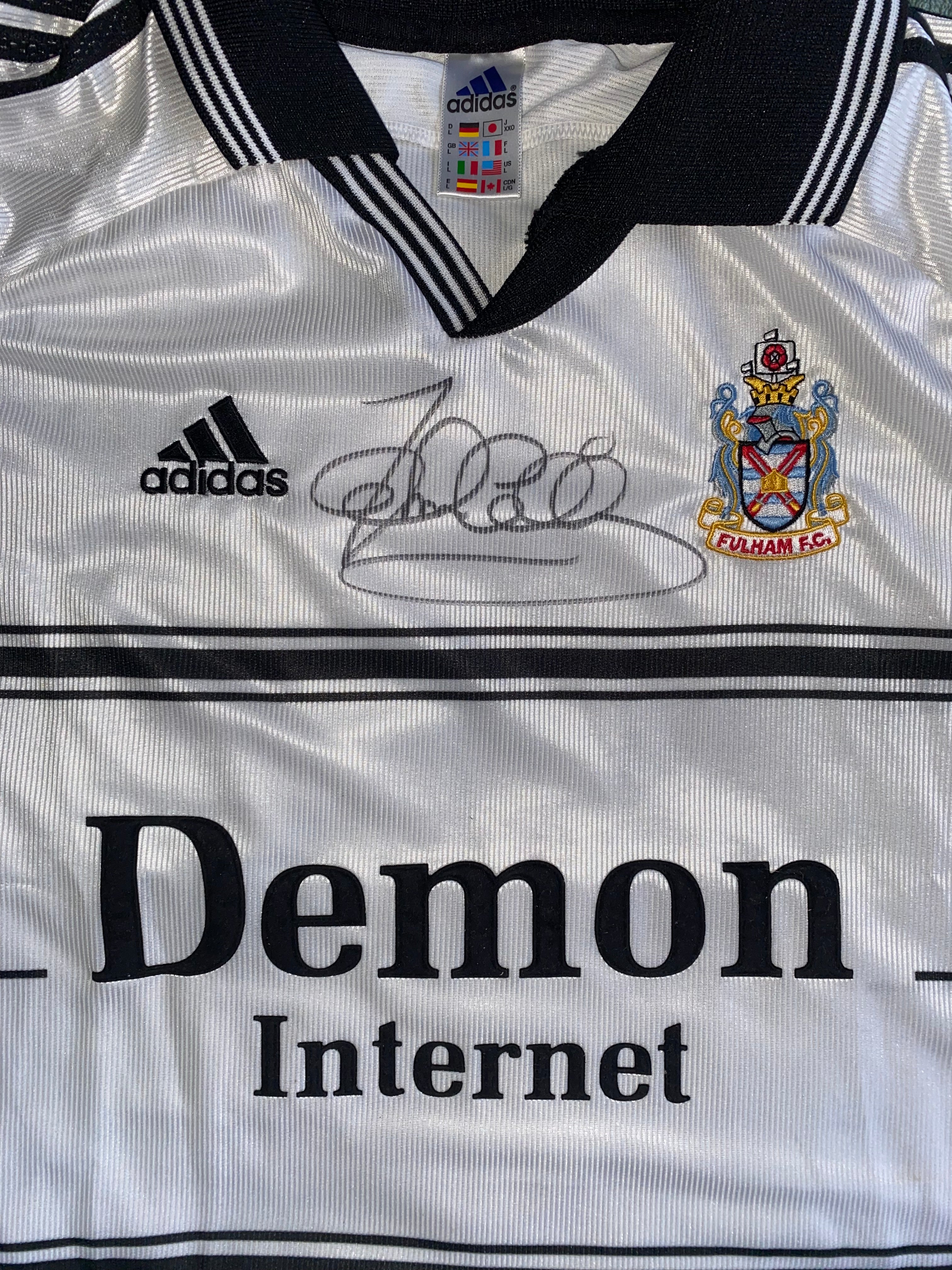 2000/01 FULHAM MATCH WORN ADIDAS HOME SHIRT (COLLINS 10)