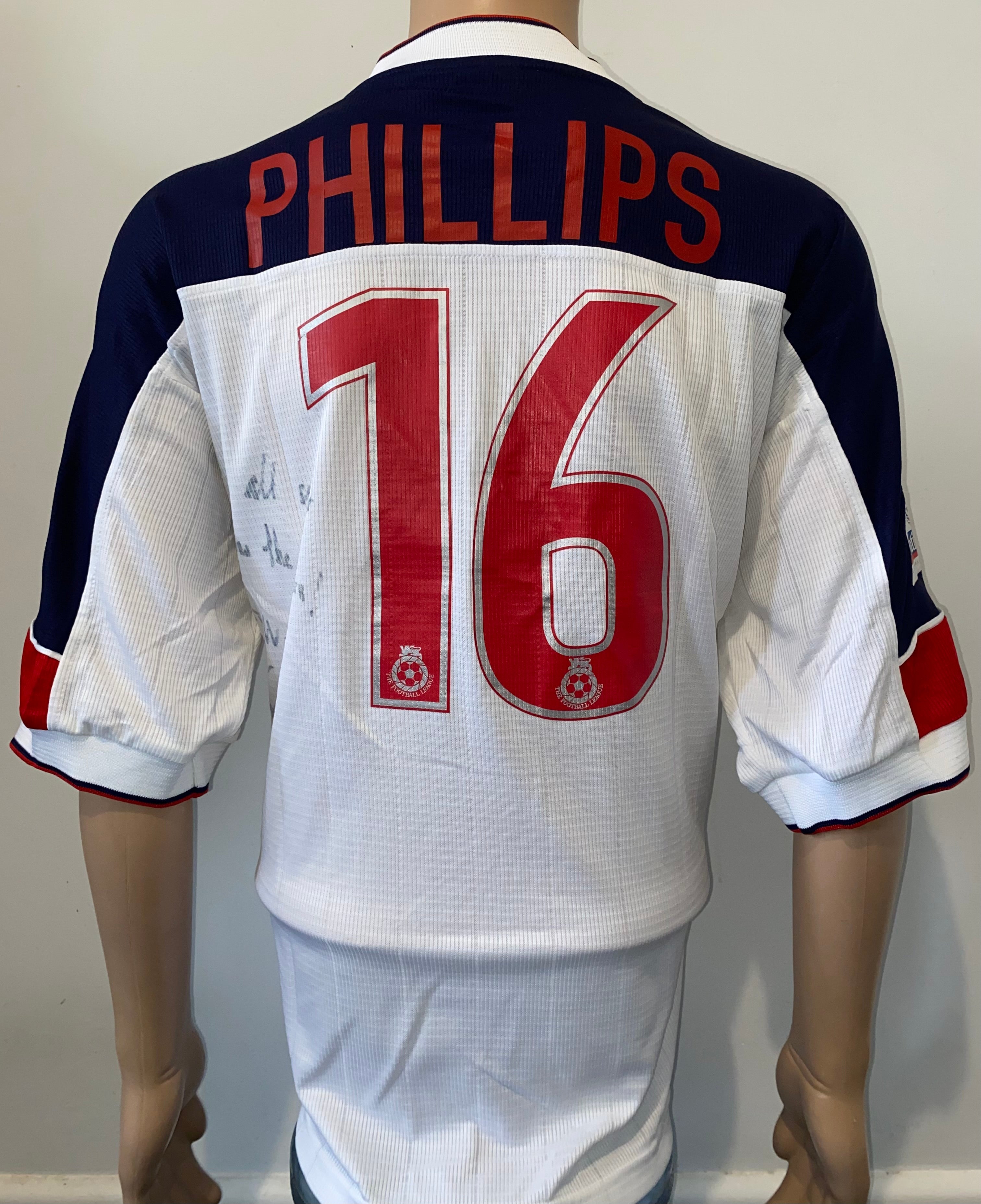 2000/01 BOLTON WANDERERS MATCH WORN HOME SHIRT (PHILLIPS #16)