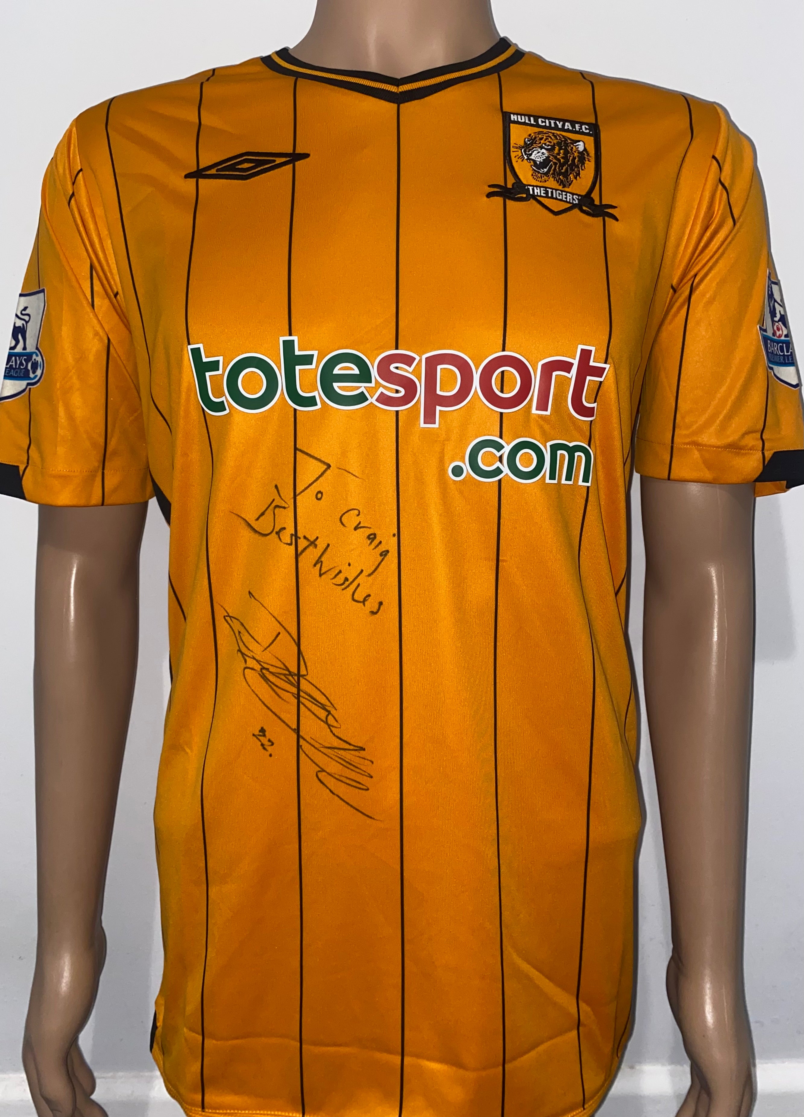 2009/10 HULL CITY MATCH WORN HOME SHIRT (MARNEY #22)