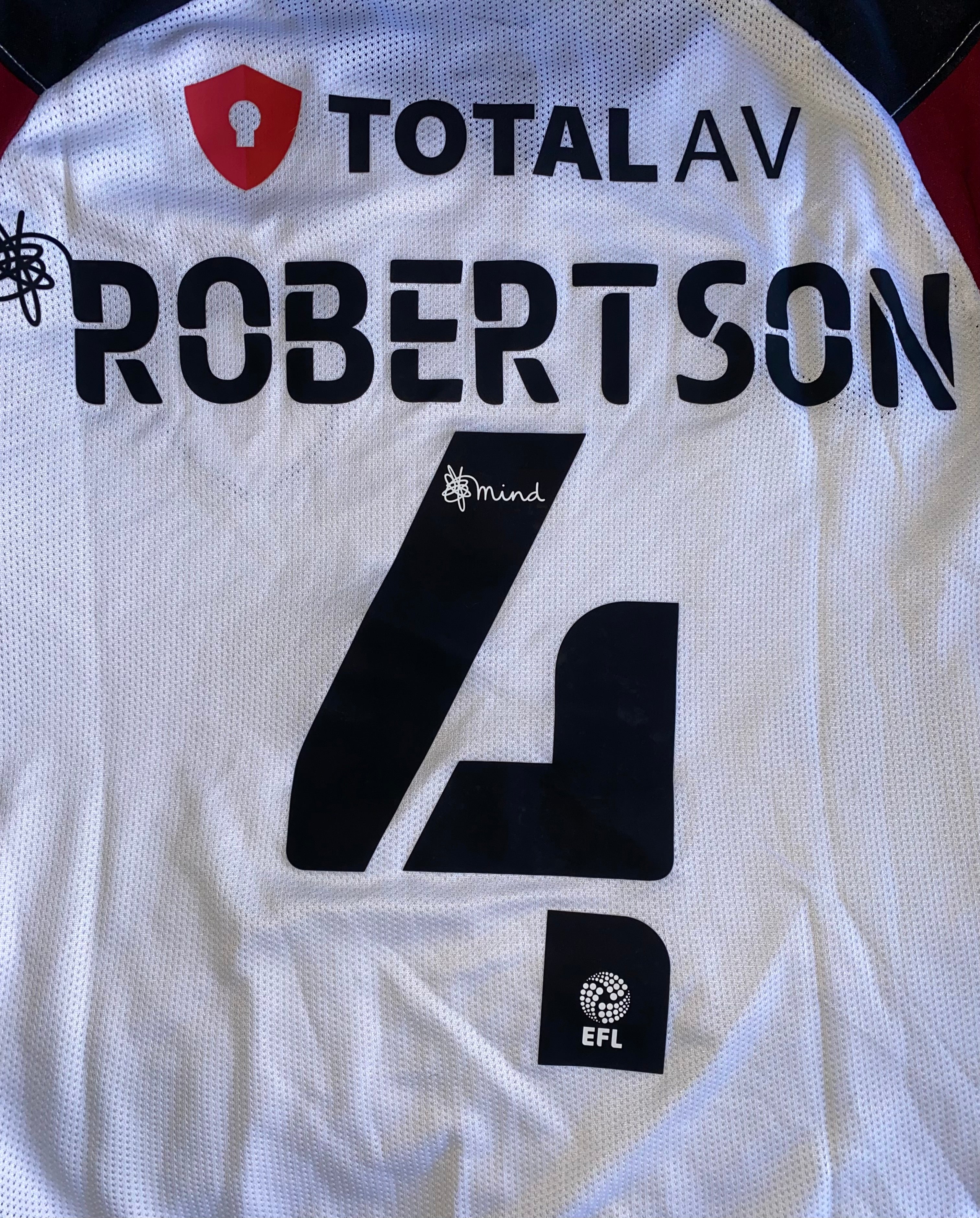 2021/22 PORTSMOUTH MATCH WORN AWAY SHIRT (ROBERTSON #4)