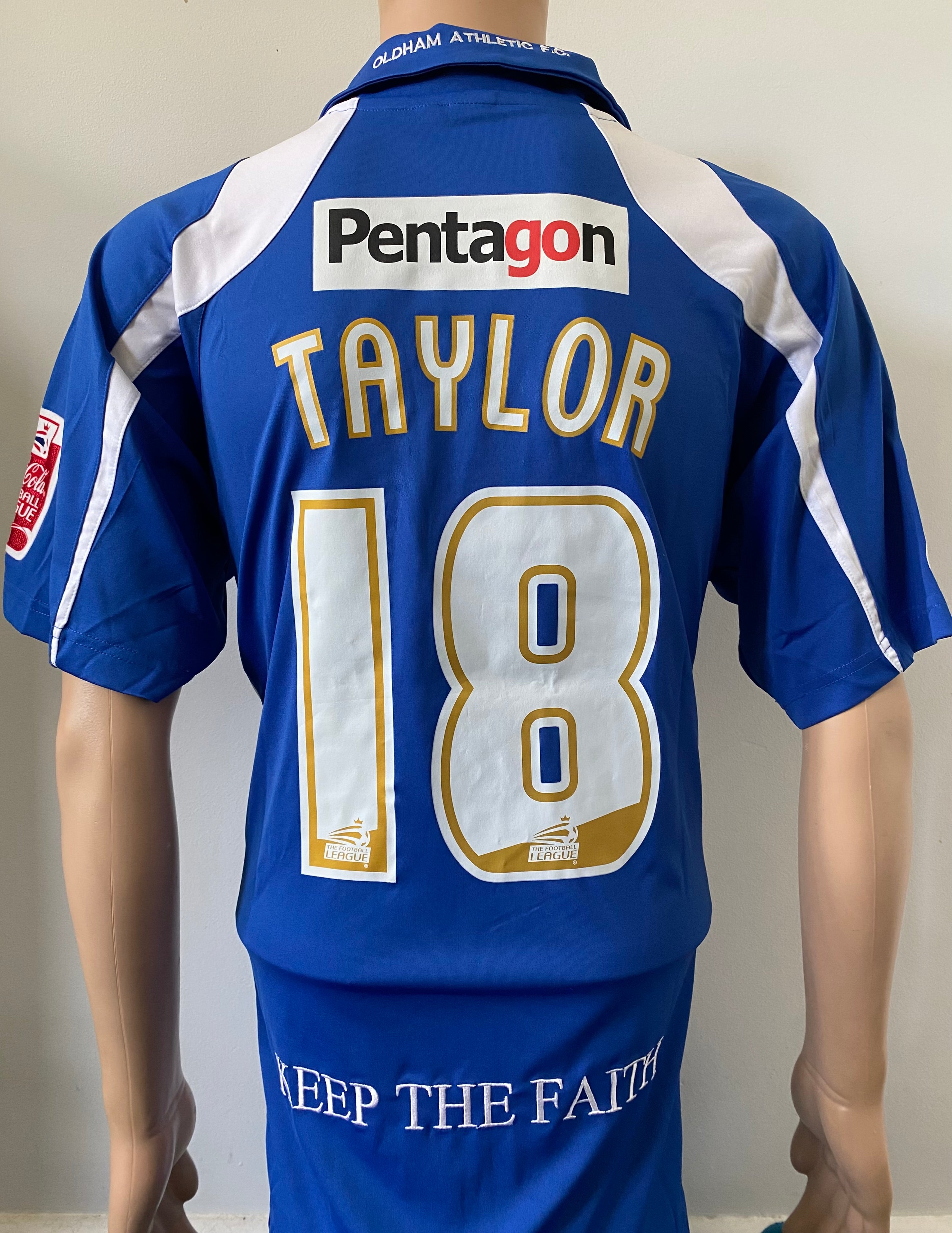 2008/09 OLDHAM ATHLETIC MATCH WORN HOME SHIRT (TAYLOR #18)