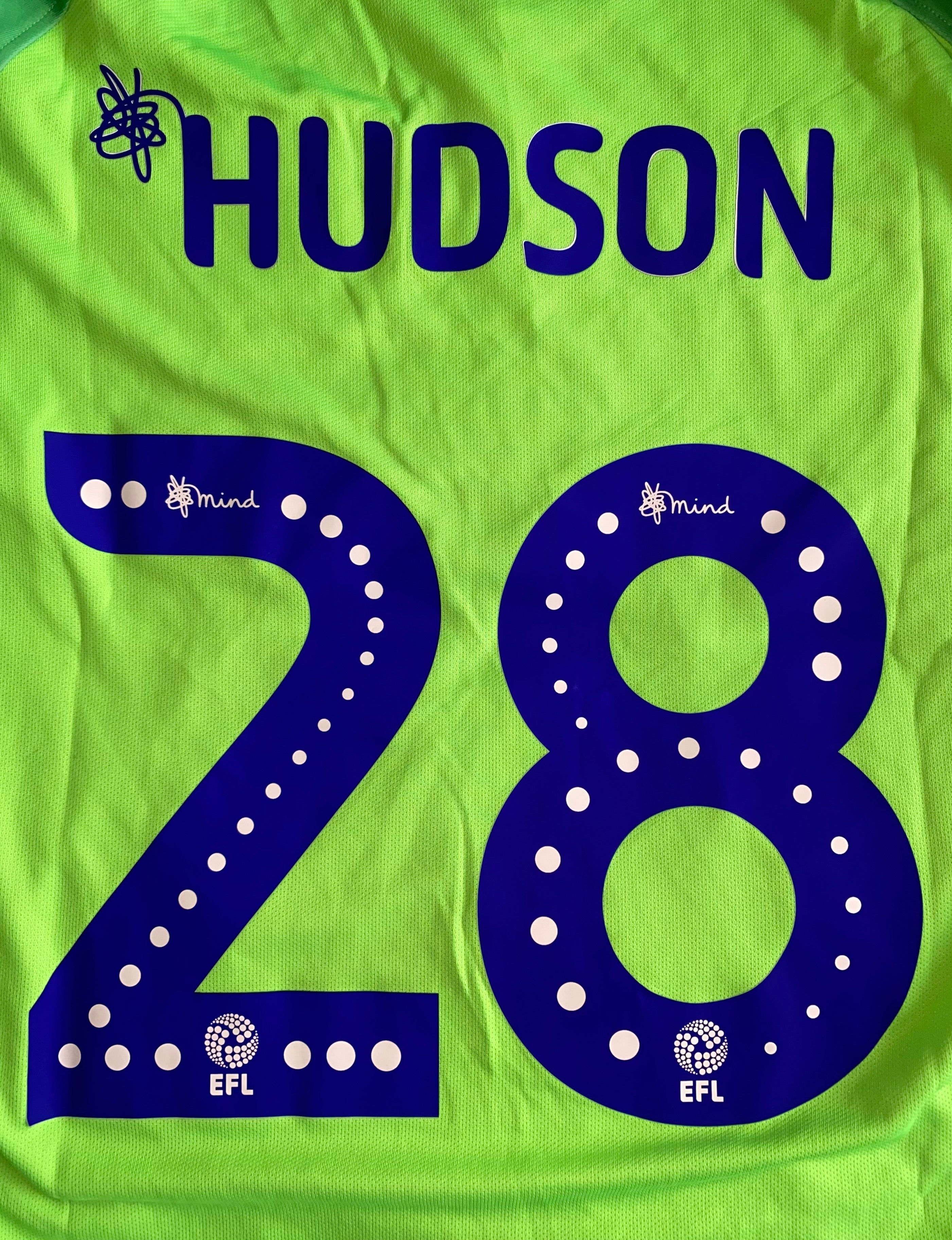 2018/19 PRESTON NORTH END MATCH ISSUE HOME GOALKEEPERS SHIRT (HUDSON #28 V BRISTOL CITY)