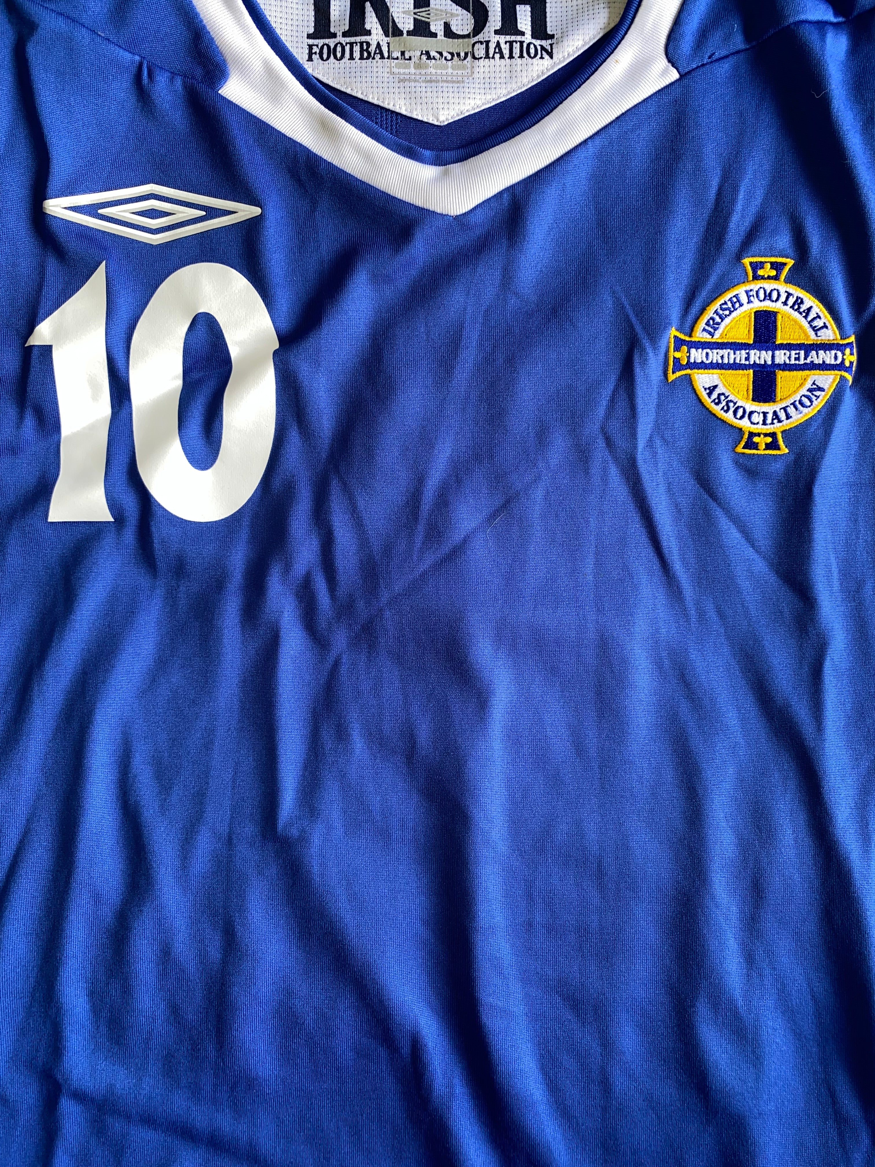 2006-08 NORTHERN IRELAND UMBRO U-21 MATCH ISSUE HOME SHIRT #10
