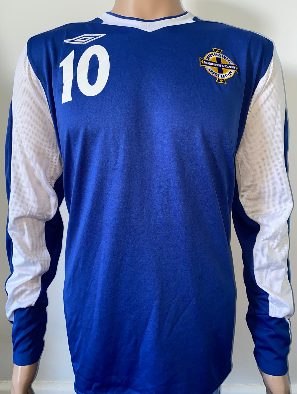 2006-08 NORTHERN IRELAND UMBRO U-21 MATCH ISSUE HOME SHIRT #10