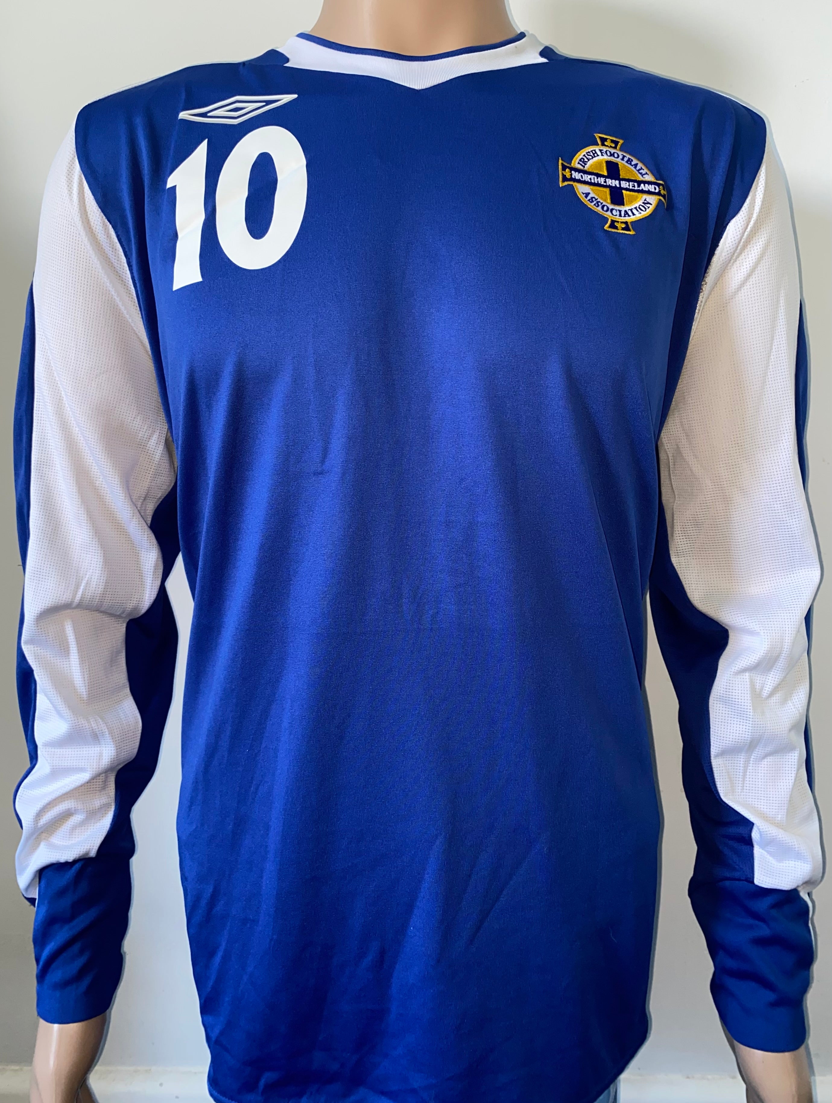 2006-08 NORTHERN IRELAND UMBRO U-21 MATCH ISSUE HOME SHIRT #10