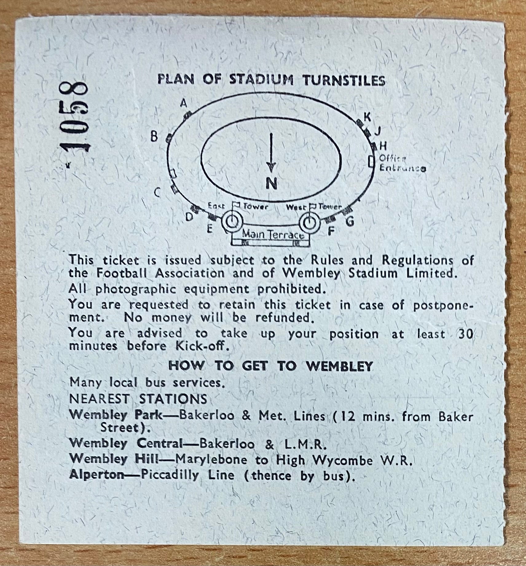 1966 ORIGINAL WORLD CUP SEMI FINAL TICKET ENGLAND V PORTUGAL @ WEMBLEY