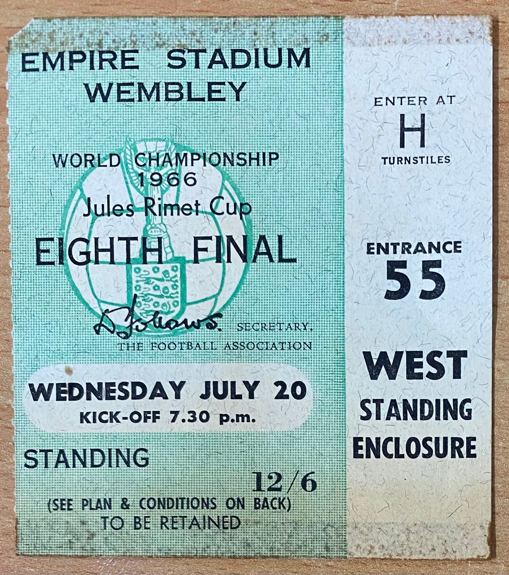1966 ORIGINAL WORLD CUP 1ST ROUND TICKET ENGLAND V FRANCE @ WEMBLEY