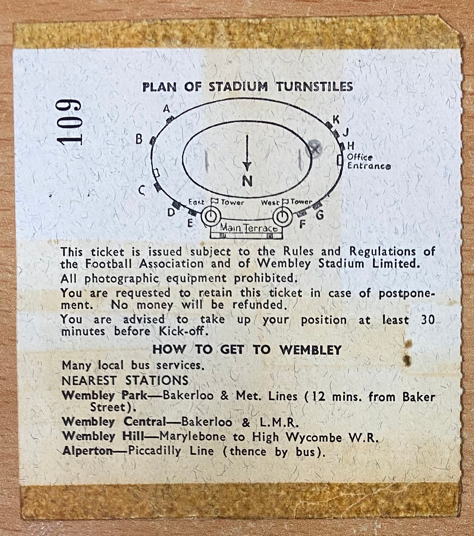 1966 ORIGINAL WORLD CUP 1ST ROUND TICKET ENGLAND V FRANCE @ WEMBLEY