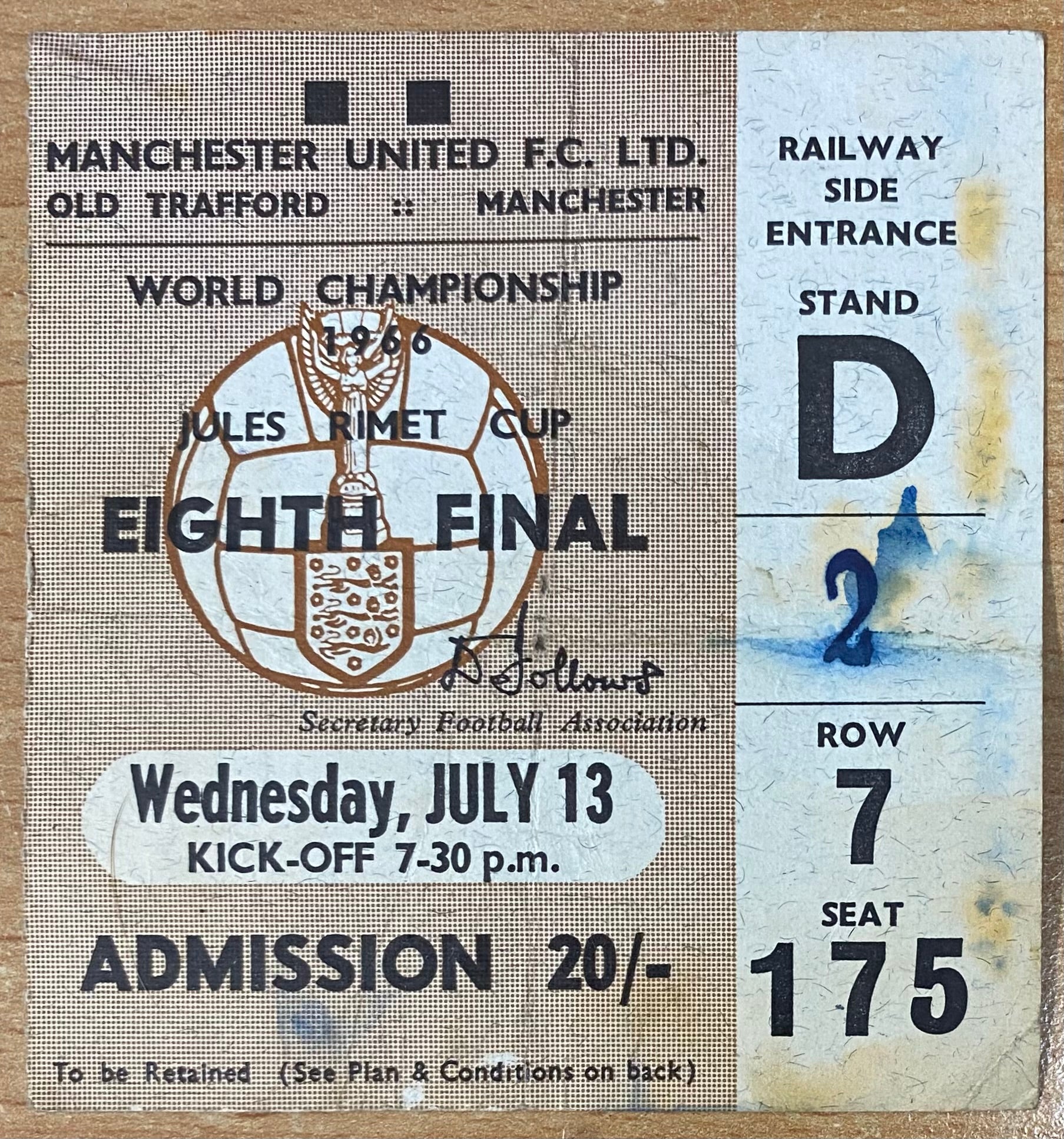 1966 ORIGINAL WORLD CUP 1ST ROUND TICKET HUNGARY V PORTUGAL @ GOODISON PARK