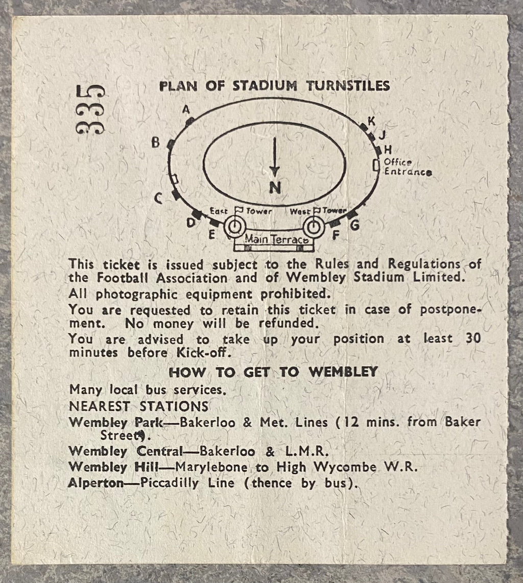 1966 ORIGINAL WORLD CUP QUARTER FINAL TICKET ENGLAND V ARGENTINA @ WEMBLEY