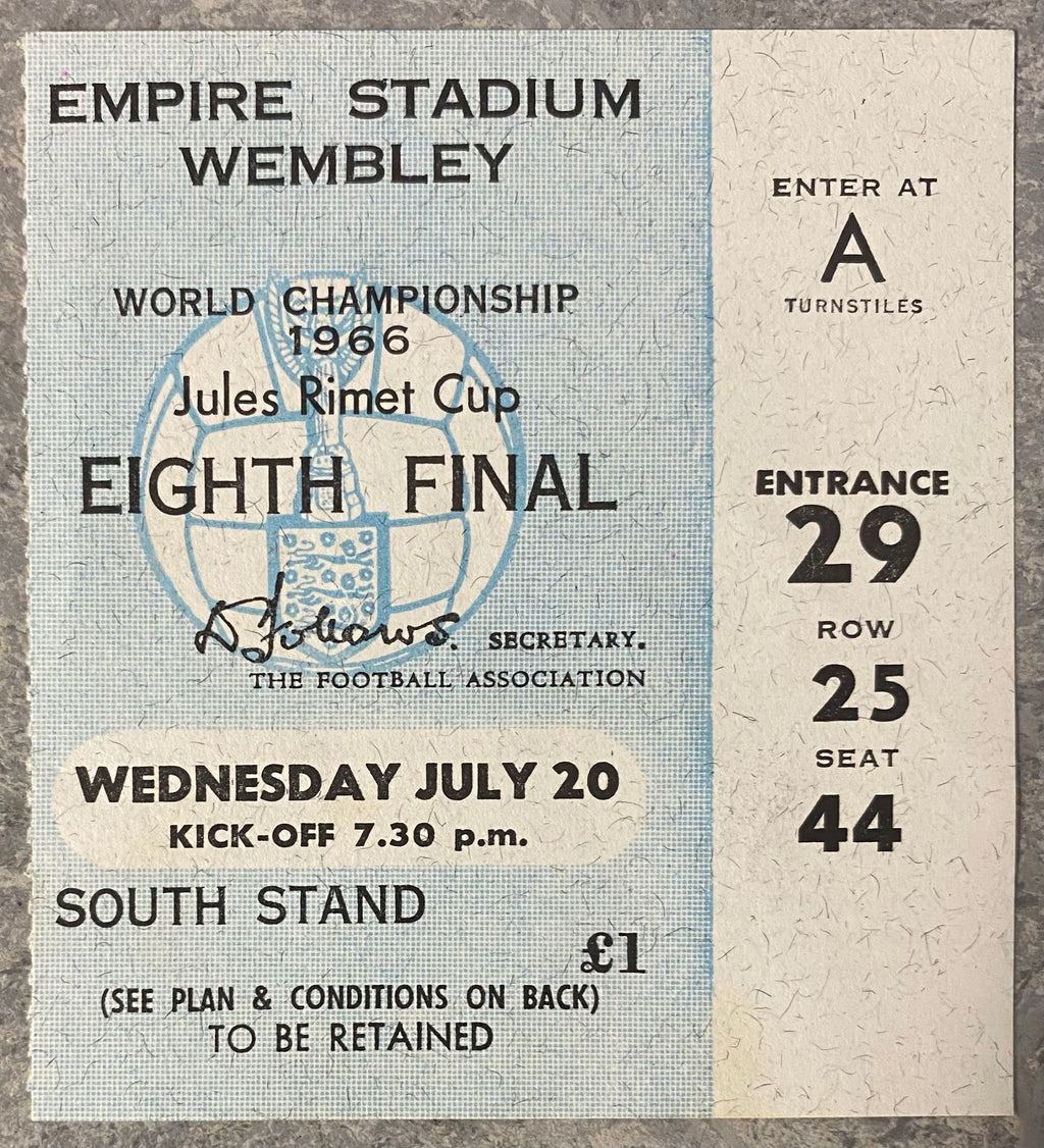 1966 ORIGINAL WORLD CUP 1ST ROUND TICKET ENGLAND V FRANCE @ WEMBLEY