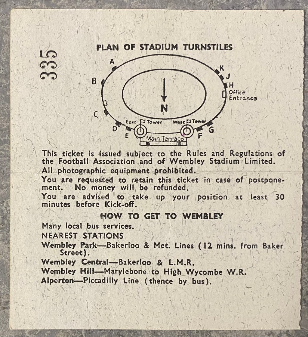 1966 ORIGINAL WORLD CUP 3RD PLACE PLAY OFF TICKET PORTUGAL V SOVIET UNION @ WEMBLEY