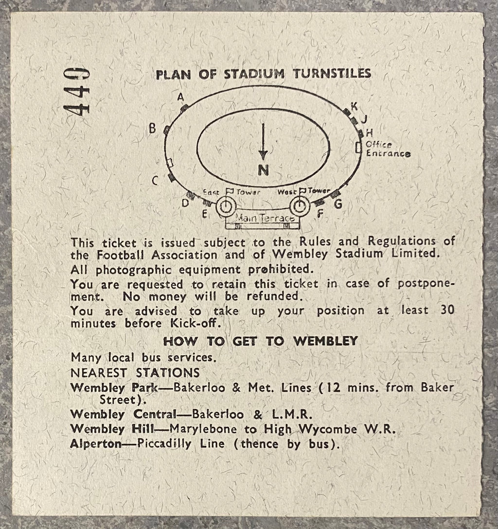 1966 ORIGINAL WORLD CUP 3RD PLACE PLAY OFF TICKET PORTUGAL V SOVIET UNION @ WEMBLEY