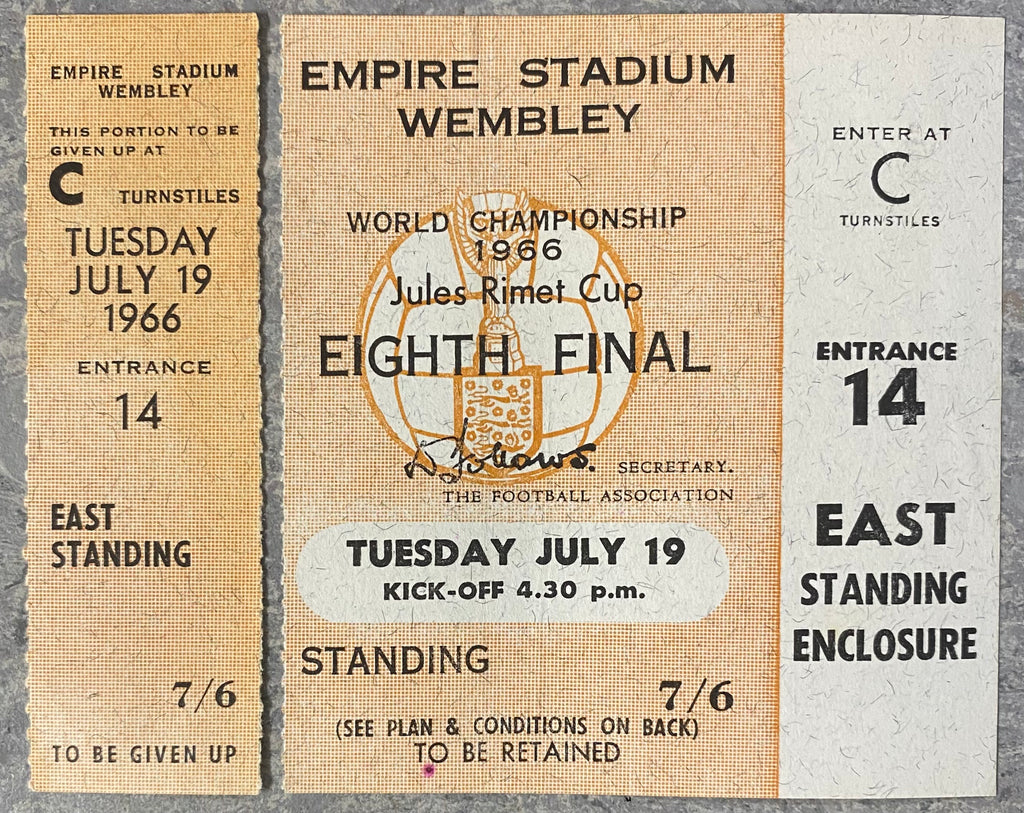 1966 ORIGINAL WORLD CUP 1ST ROUND TICKET MEXICO V URUGUAY @ WEMBLEY WITH COUNTERFOIL