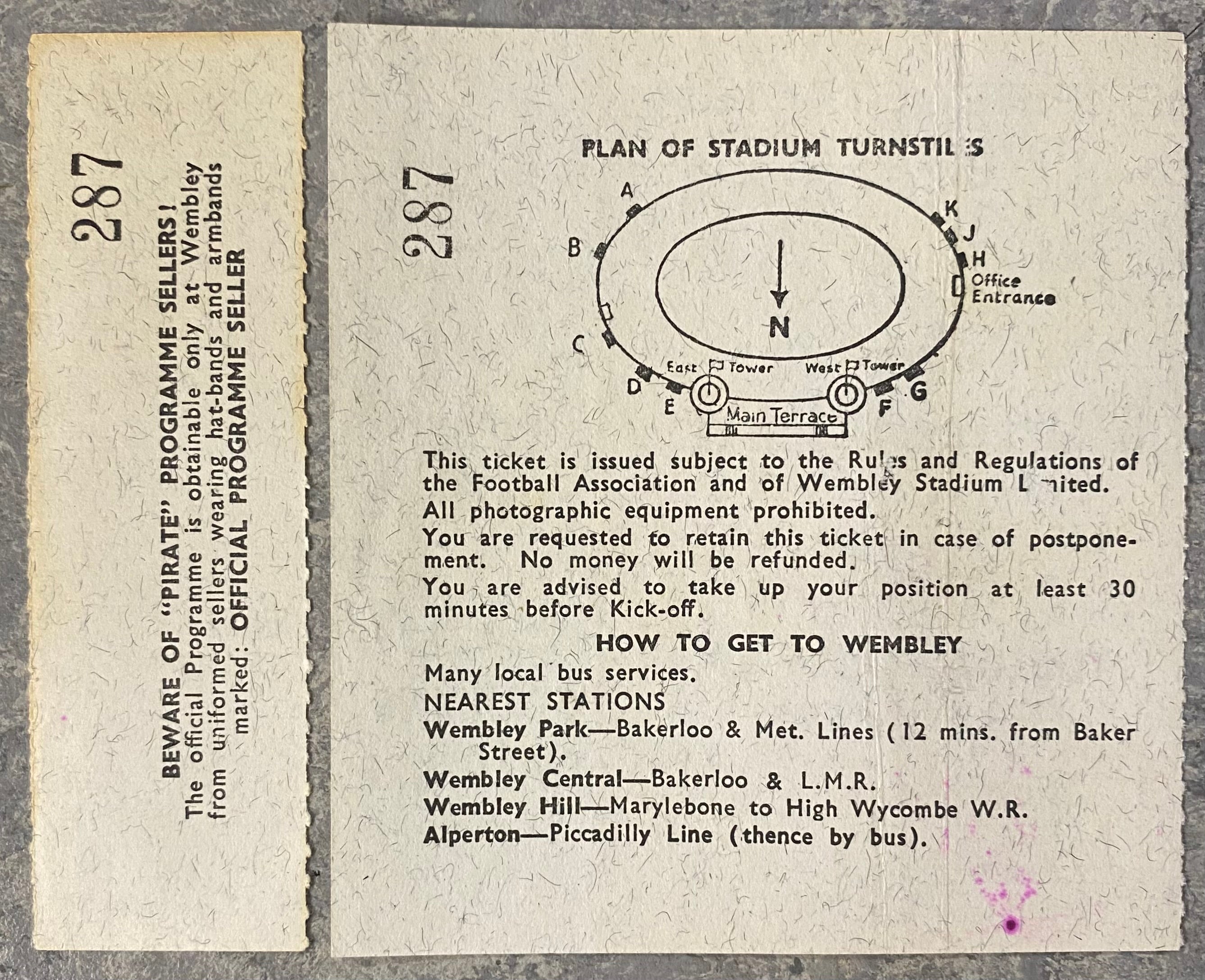 1966 ORIGINAL WORLD CUP 1ST ROUND TICKET MEXICO V URUGUAY @ WEMBLEY WITH COUNTERFOIL