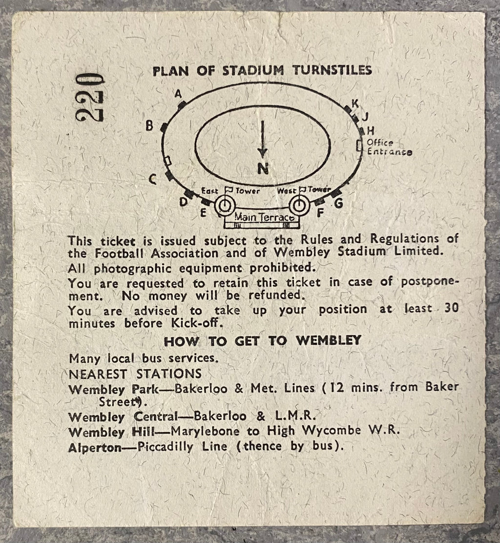 1966 ORIGINAL WORLD CUP QUARTER FINAL TICKET ENGLAND V ARGENTINA @ WEMBLEY