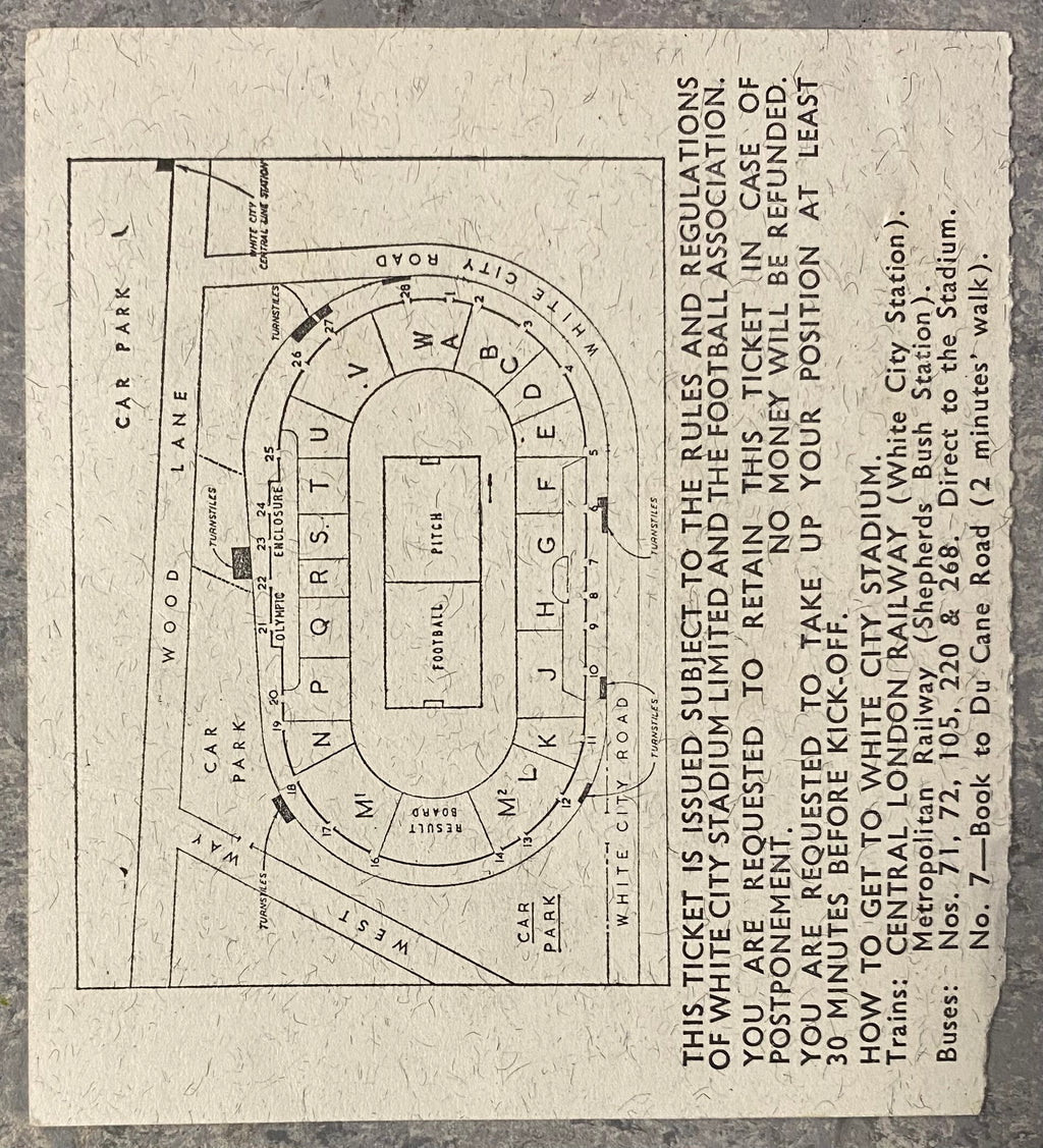 1966 ORIGINAL WORLD CUP 1ST ROUND TICKET URUGUAY V FRANCE @ WHITE CITY