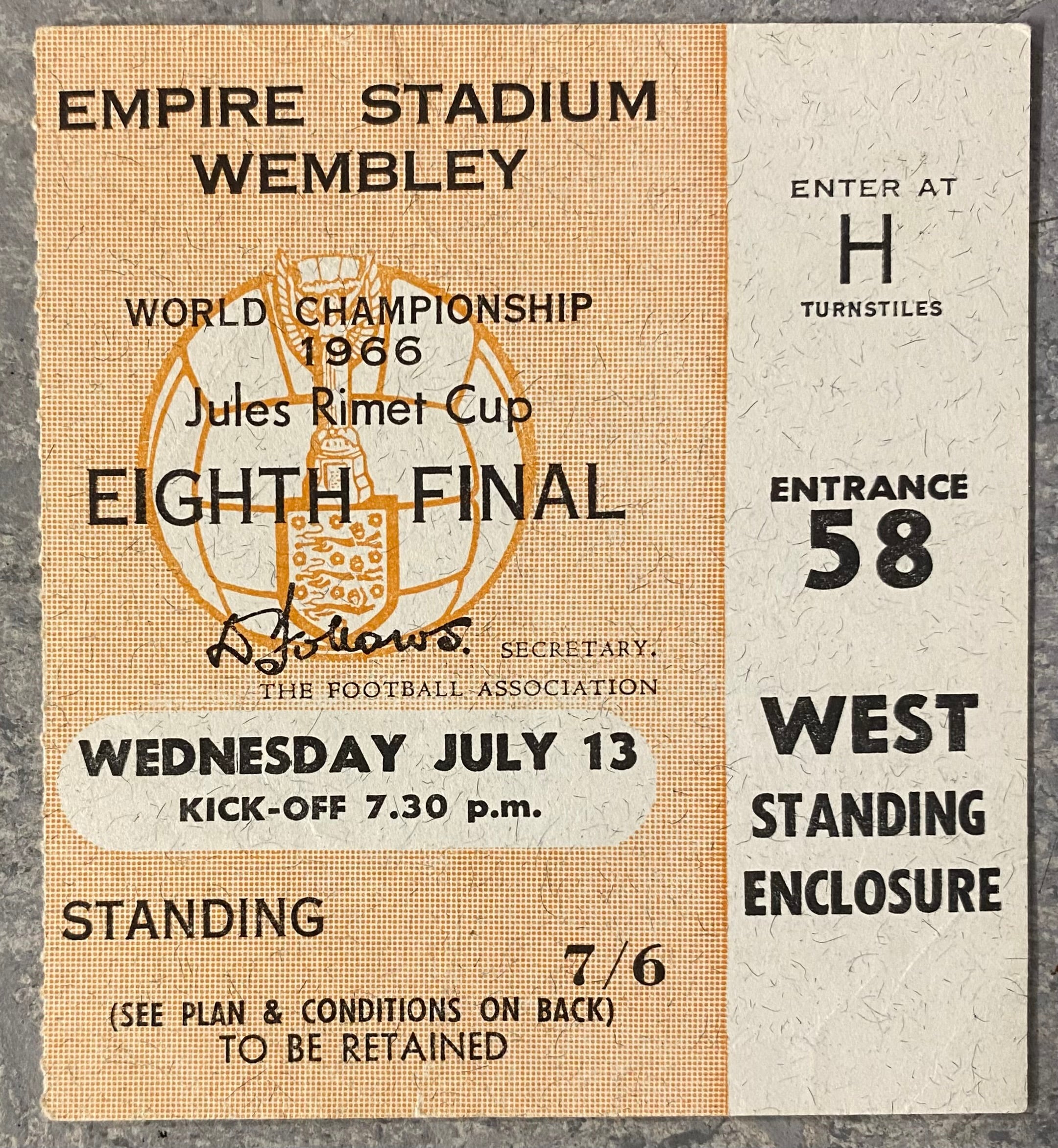 1966 ORIGINAL WORLD CUP 1ST ROUND TICKET MEXICO V FRANCE @ WEMBLEY