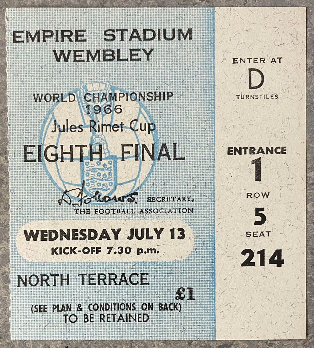 1966 ORIGINAL WORLD CUP 1ST ROUND TICKET MEXICO V FRANCE @ WEMBLEY