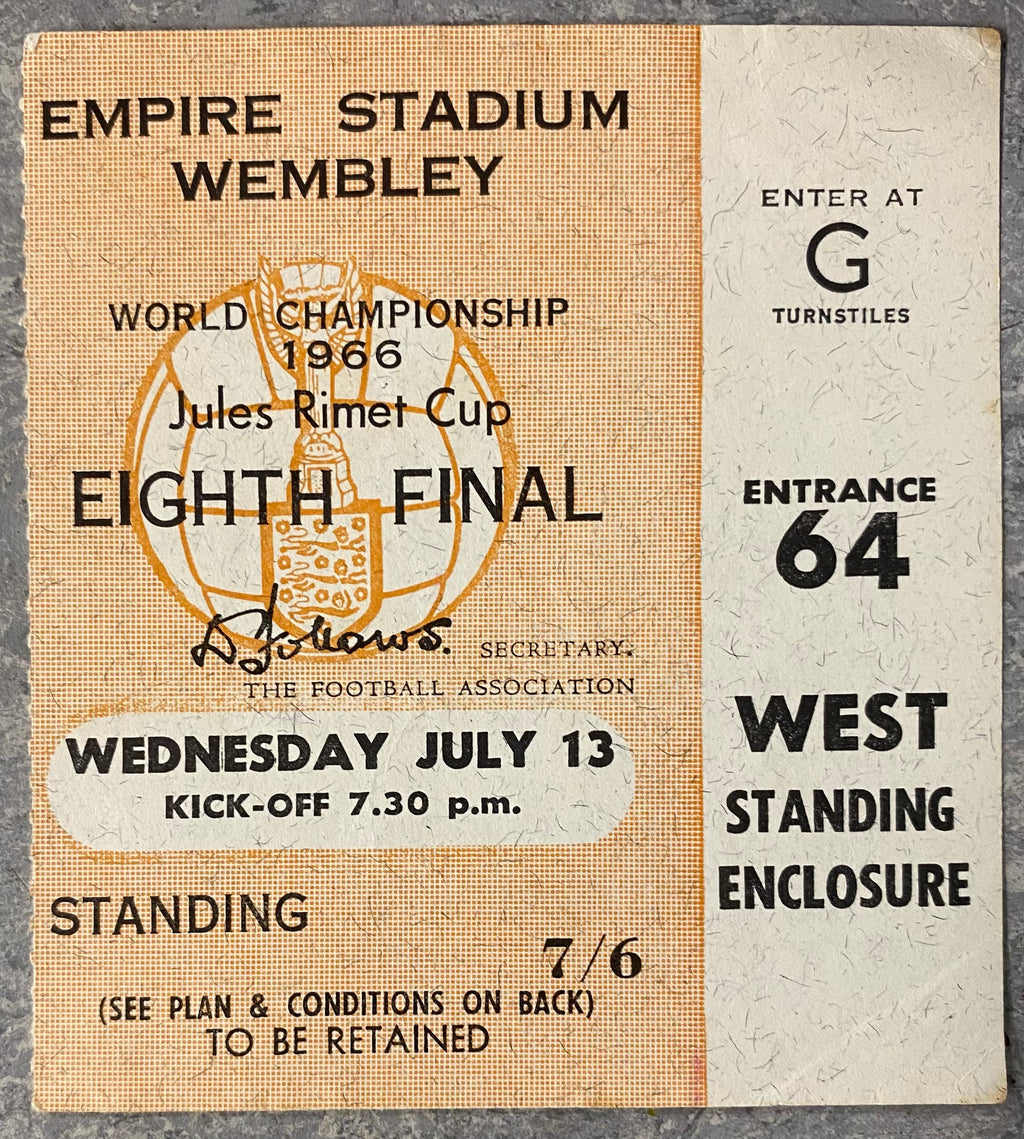 1966 ORIGINAL WORLD CUP 1ST ROUND TICKET MEXICO V FRANCE @ WEMBLEY