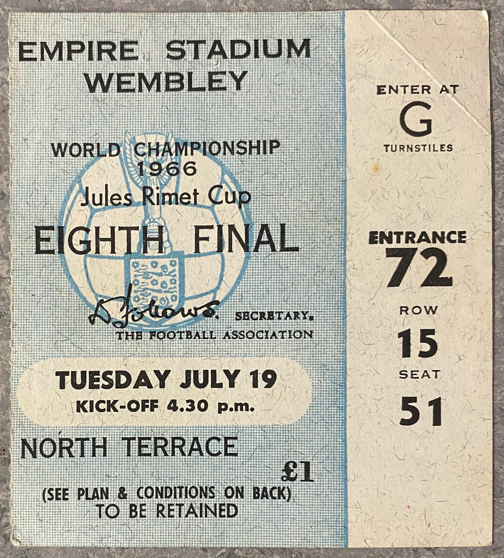 1966 ORIGINAL WORLD CUP 1ST ROUND TICKET MEXICO V URUGUAY @ WEMBLEY