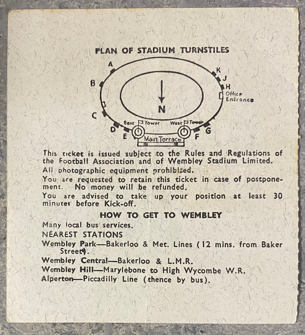 1966 ORIGINAL WORLD CUP QUARTER FINAL TICKET ENGLAND V ARGENTINA @ WEMBLEY