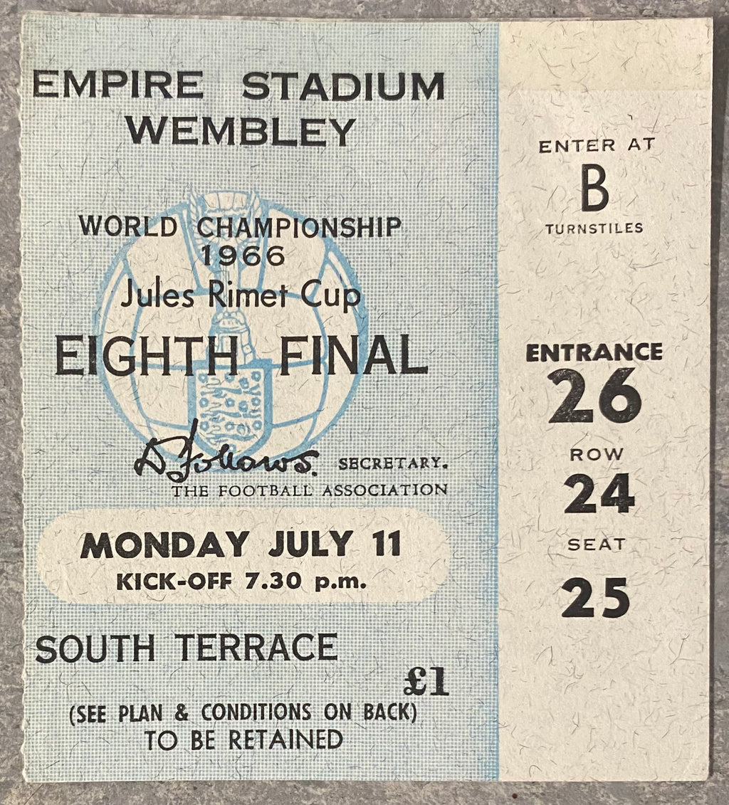 1966 ORIGINAL WORLD CUP 1ST ROUND TICKET ENGLAND V URUGUAY @ WEMBLEY