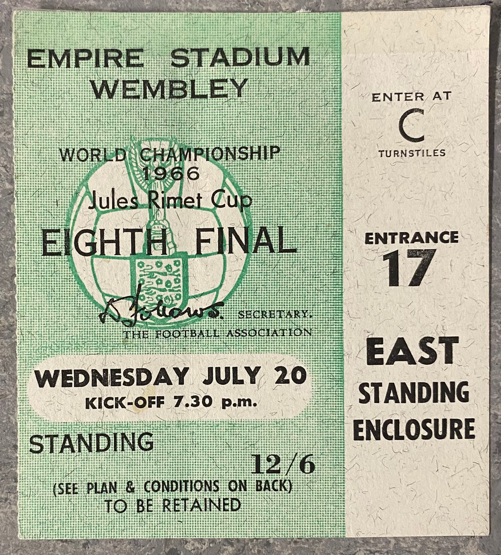 1966 ORIGINAL WORLD CUP 1ST ROUND TICKET ENGLAND V FRANCE @ WEMBLEY