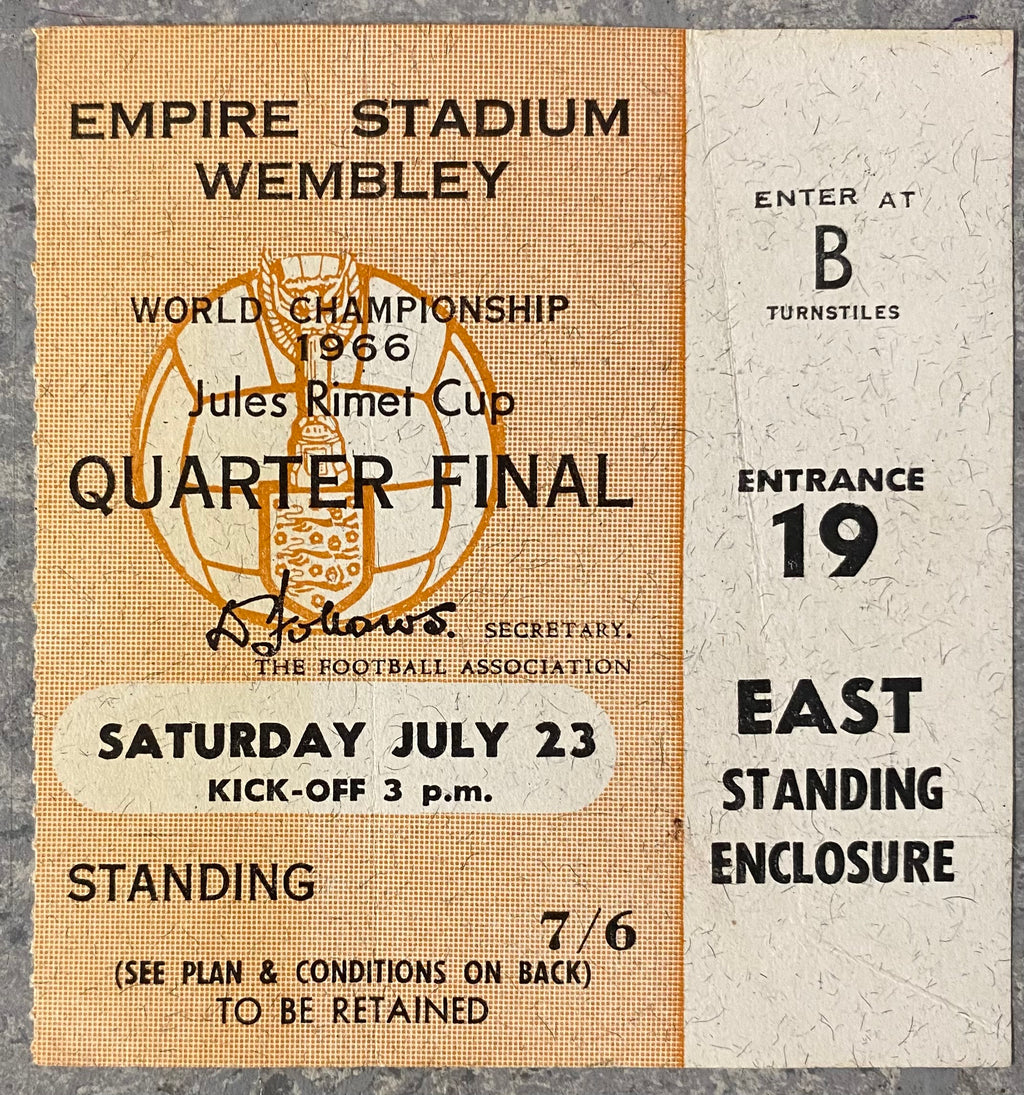 1966 ORIGINAL WORLD CUP QUARTER FINAL TICKET ENGLAND V ARGENTINA @ WEMBLEY