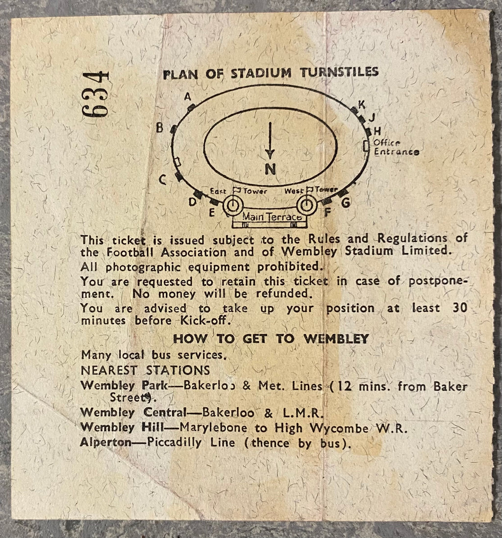 1966 ORIGINAL WORLD CUP QUARTER FINAL TICKET ENGLAND V ARGENTINA @ WEMBLEY