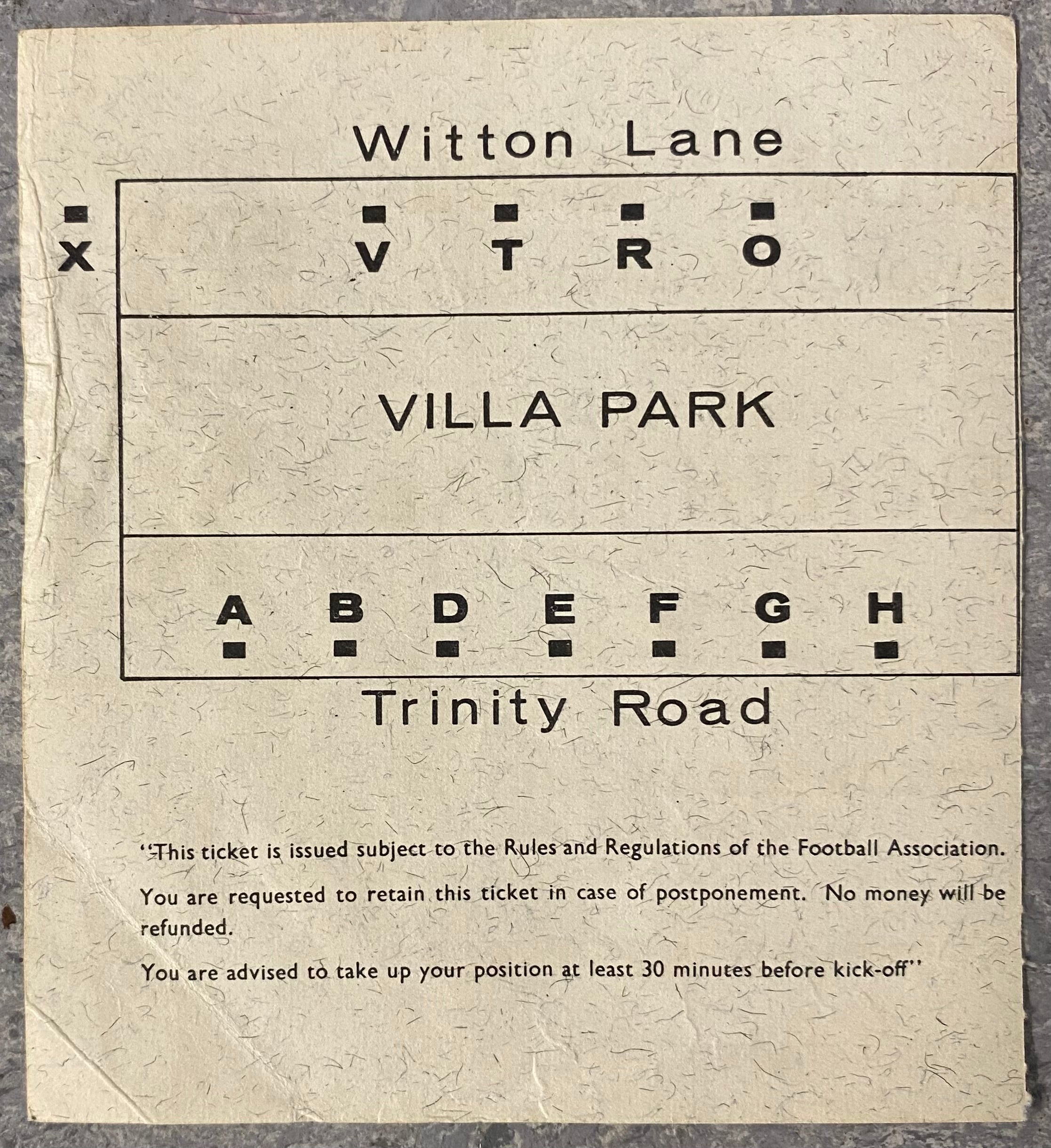 1966 ORIGINAL WORLD CUP 1ST ROUND TICKET ARGENTINA V SPAIN @ VILLA PARK