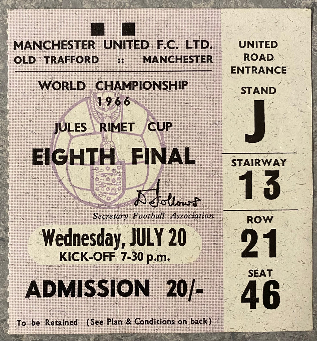 1966 ORIGINAL WORLD CUP 1ST ROUND TICKET HUNGARY V BULGARIA @ OLD TRAFFORD
