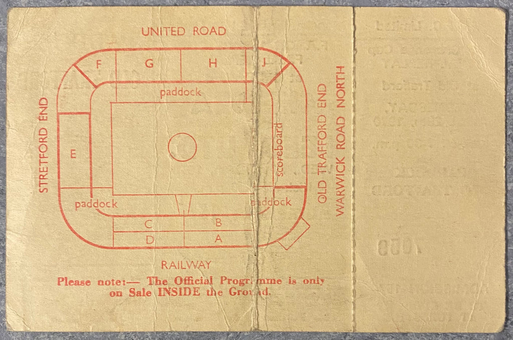 1970 ORIGINAL FA CUP FINAL REPLAY UNUSED TICKET CHELSEA V LEEDS UNITED @ OLD TRAFFORD