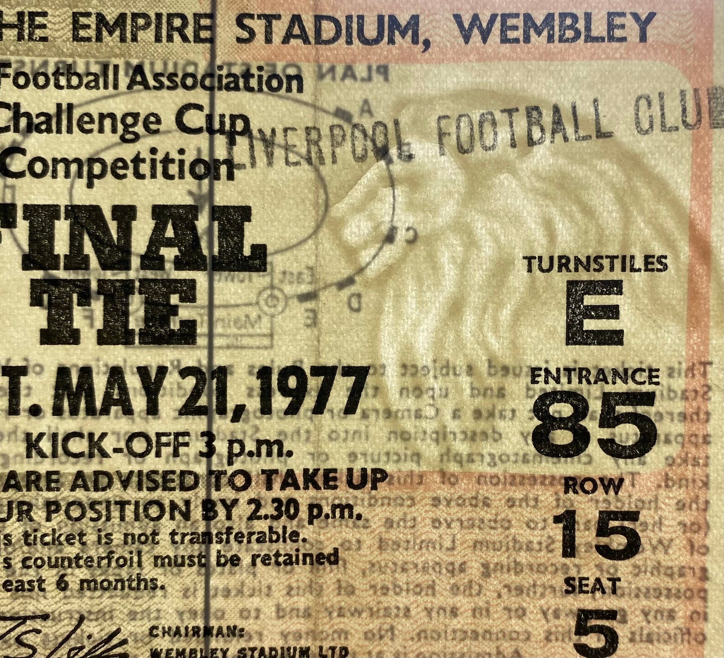 1977 ORIGINAL FA CUP FINAL TICKET LIVERPOOL V MANCHESTER UNITED