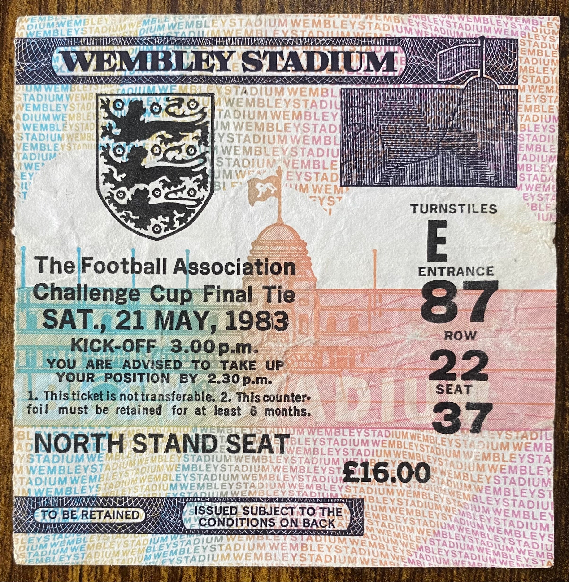 1983 ORIGINAL FA CUP FINAL TICKET BRIGHTON AND HOVE ALBION V MANCHESTER UNITED
