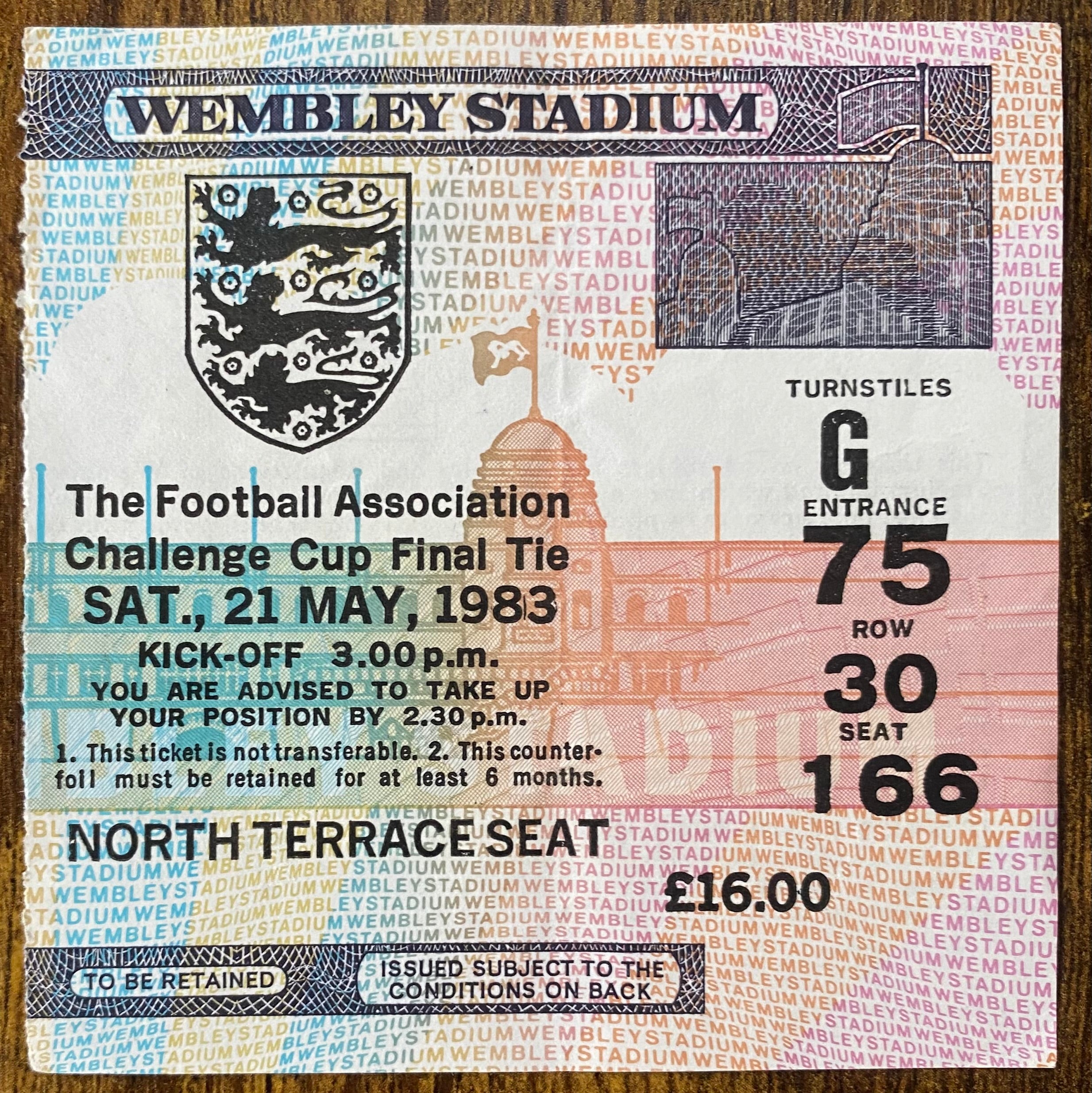 1983 ORIGINAL FA CUP FINAL TICKET BRIGHTON AND HOVE ALBION V MANCHESTER UNITED