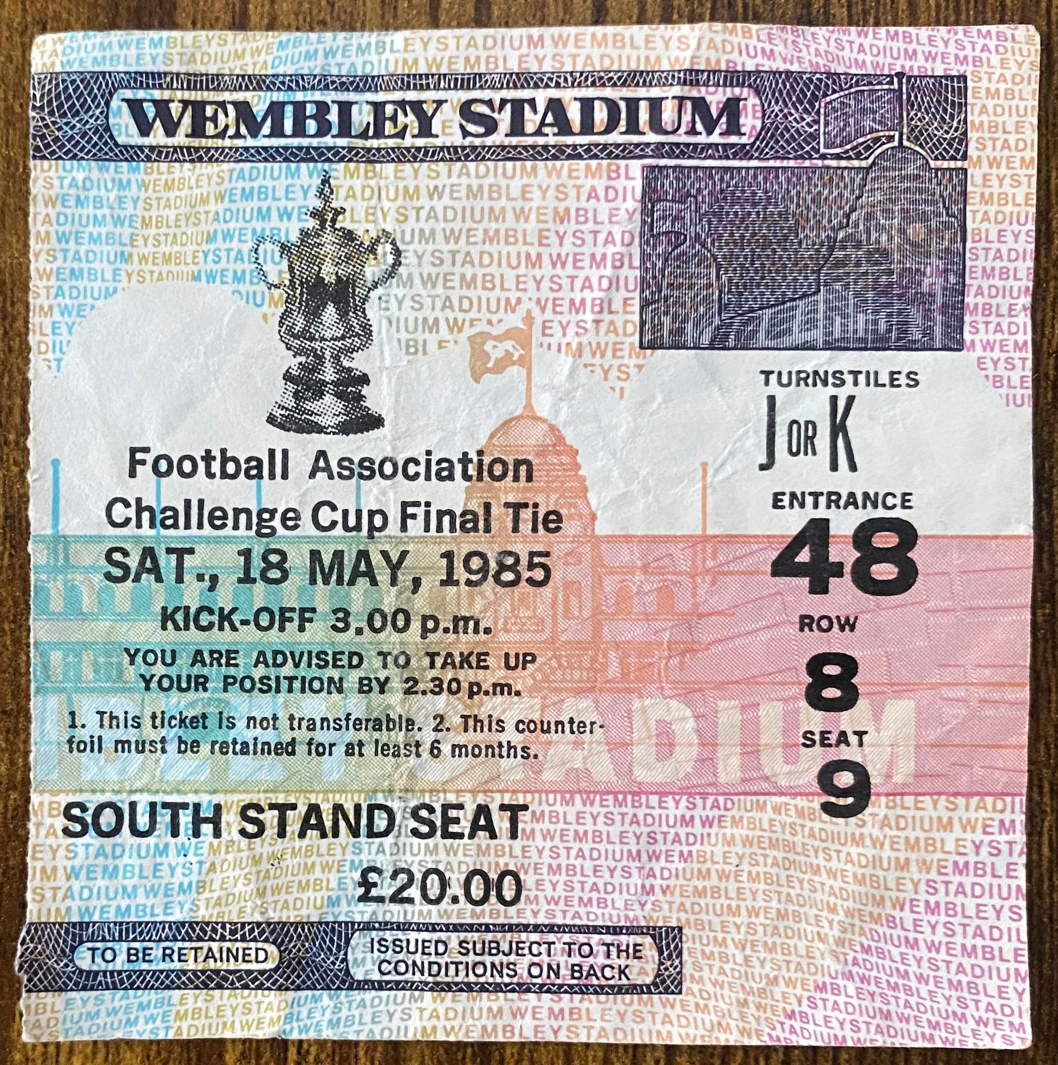 1985 ORIGINAL FA CUP FINAL TICKET EVERTON V MANCHESTER UNITED