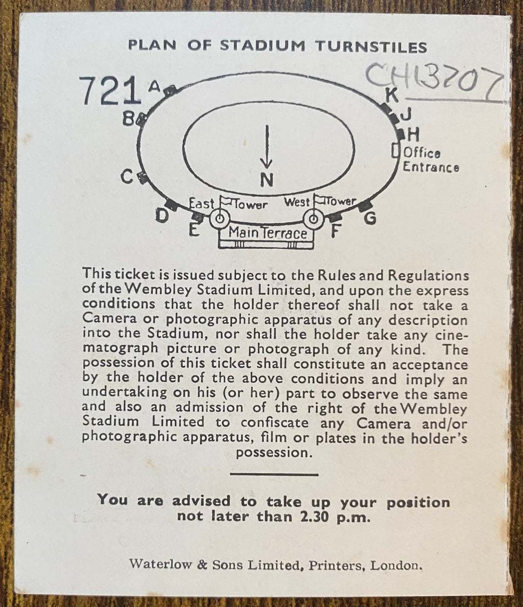 1949 ORIGINAL FA CUP FINAL TICKET WOLVERHAMPTON WANDERERS V LEICESTER CITY