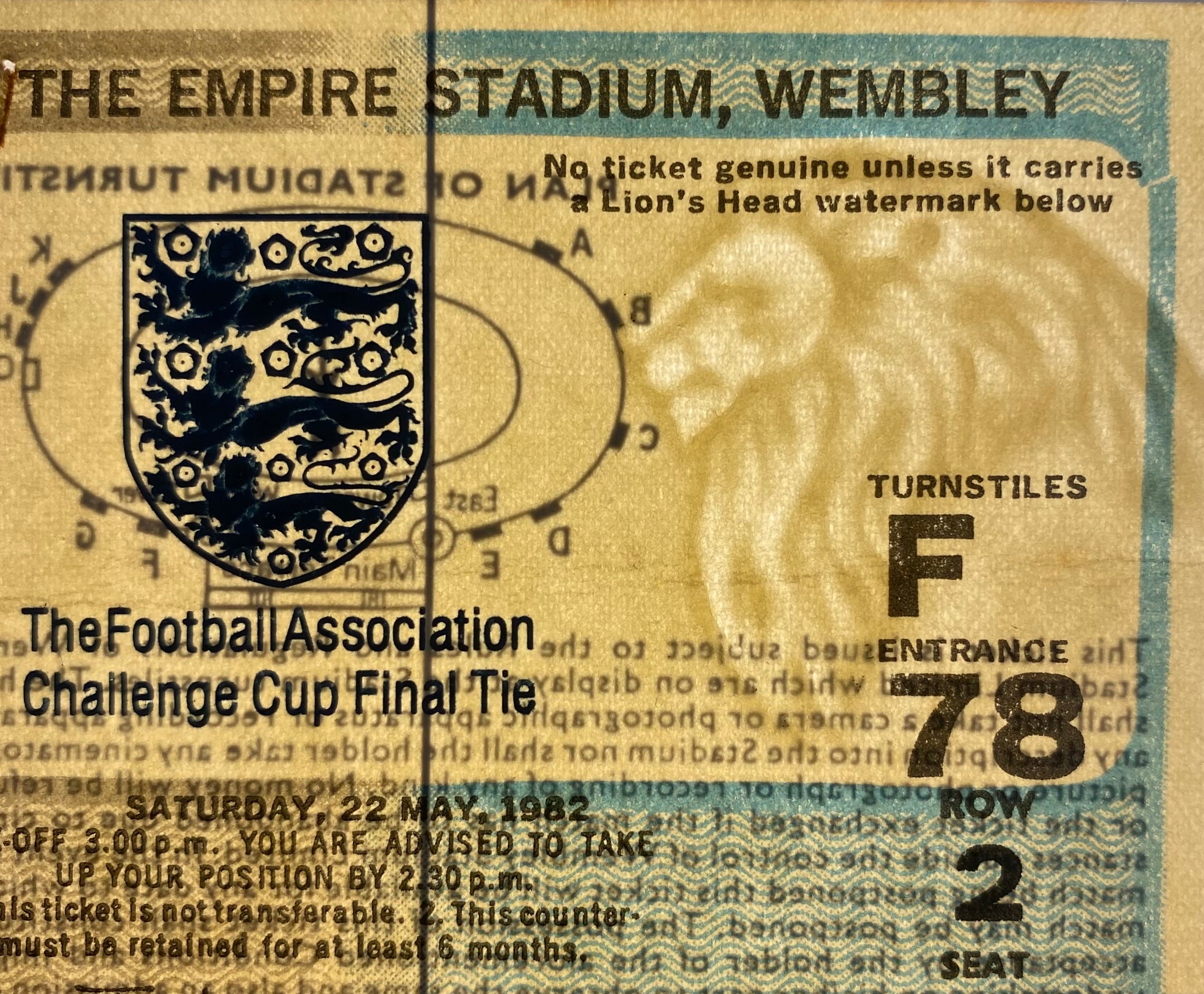 1982 ORIGINAL FA CUP FINAL TICKET TOTTENHAM HOTSPUR V QUEENS PARK RANGERS