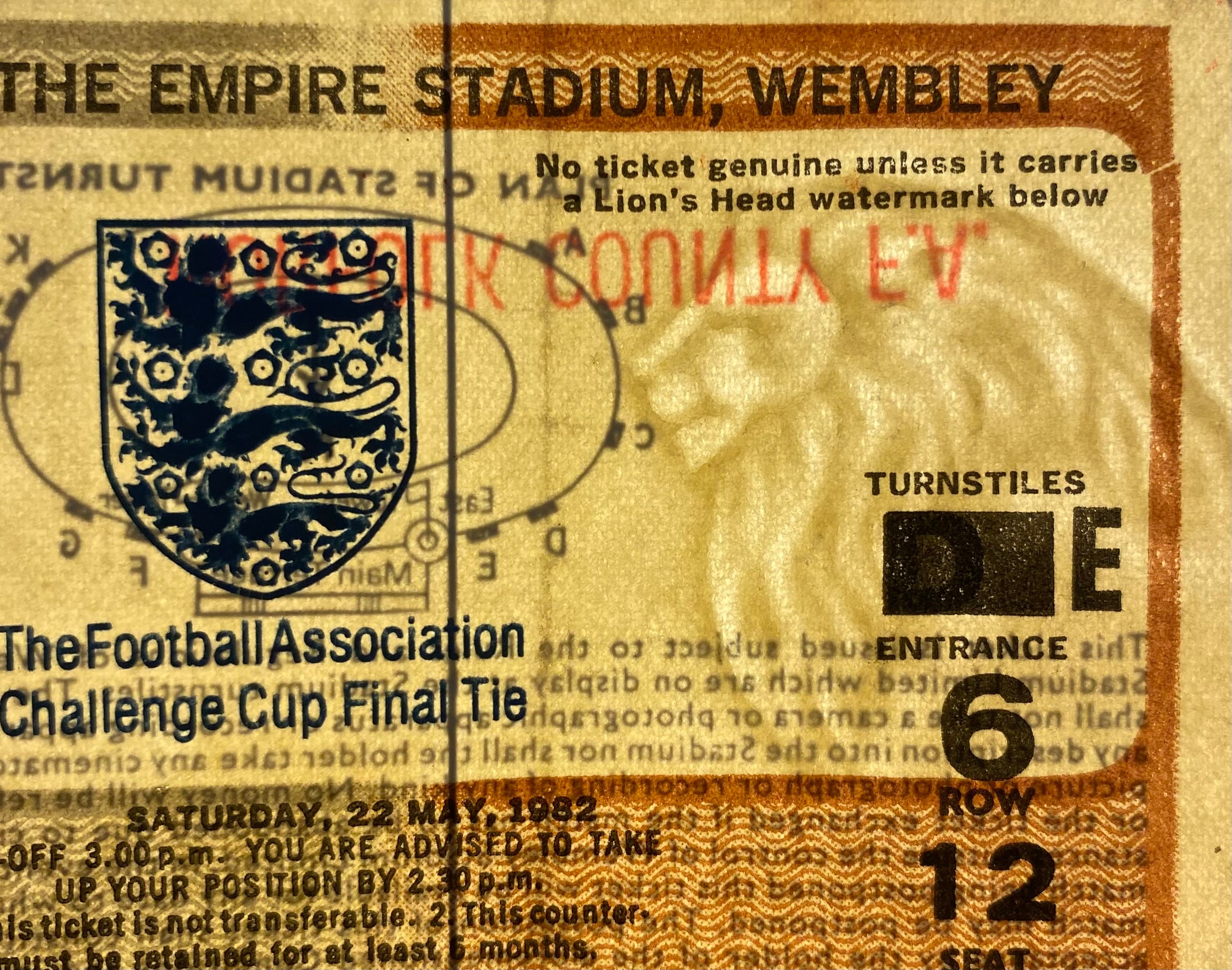 1982 ORIGINAL FA CUP FINAL TICKET TOTTENHAM HOTSPUR V QUEENS PARK RANGERS