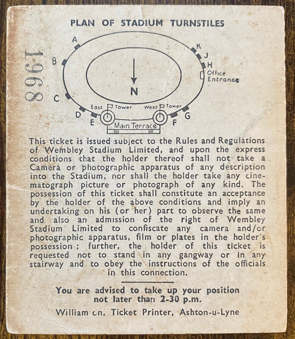 1959 ORIGINAL FA CUP FINAL TICKET LUTON TOWN V NOTTINGHAM FOREST